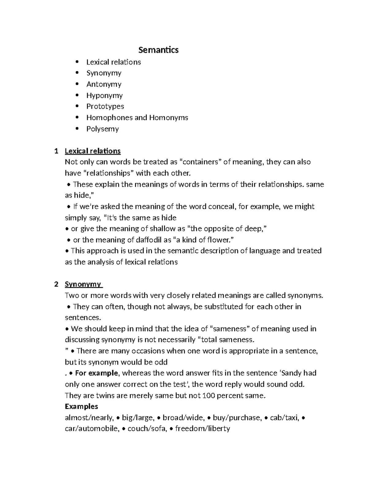 Semantics - language - Semantics Lexical relations Synonymy Antonymy ...