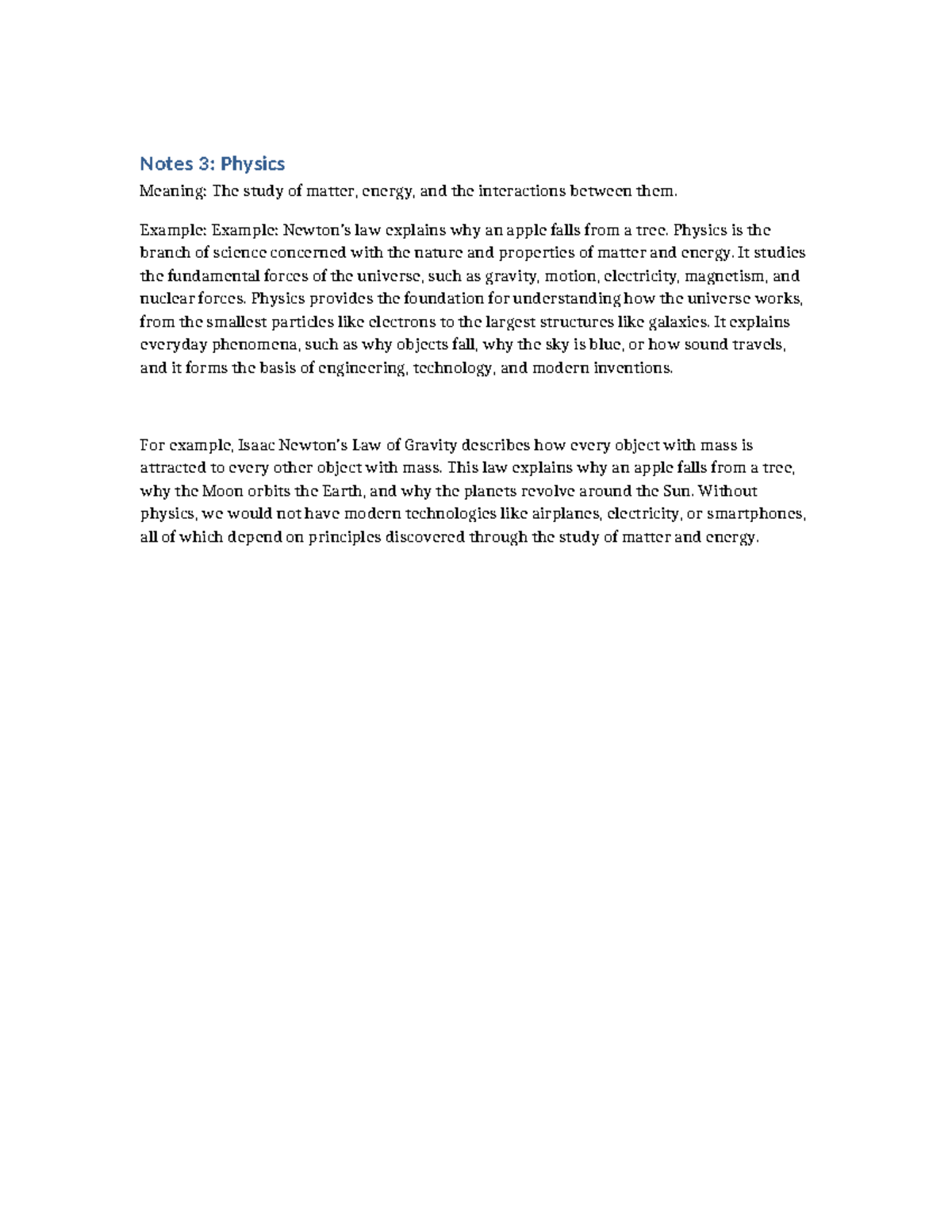 Physics Notes 3: Understanding Matter, Energy, and Forces - Studocu