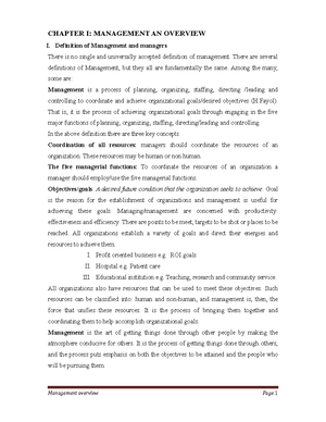 Pdf file introduction to management - CHAPTER 1 NATURE OF MANAGEMENT ...