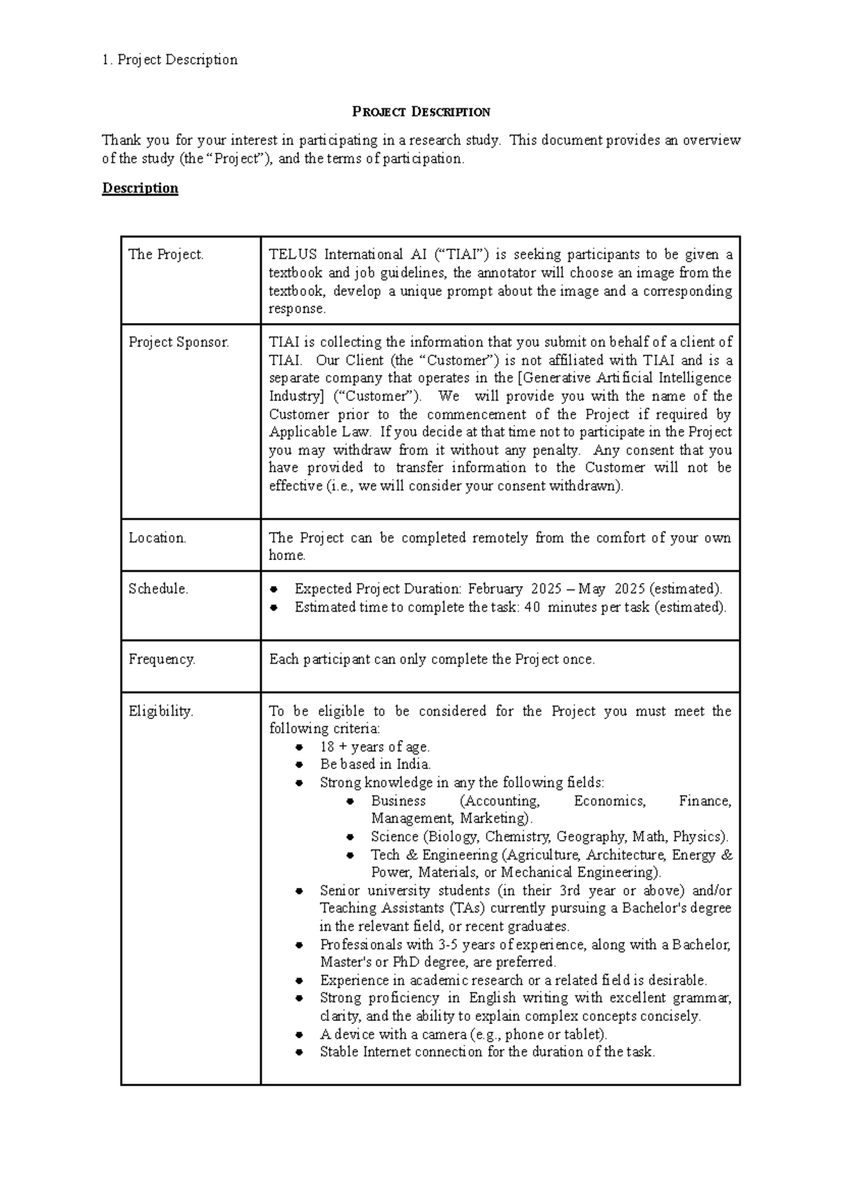 Project Overview and Participation Guidelines for TIAI Study - Studocu
