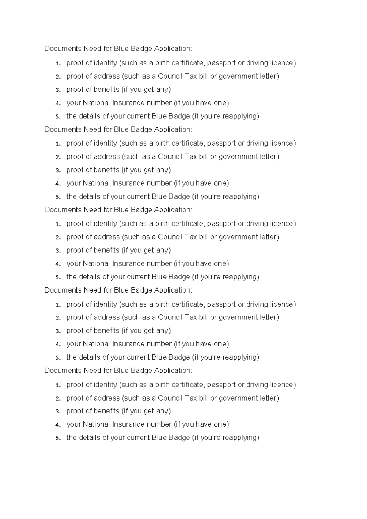 Blue Badge Application: Required Documents Checklist - Studocu