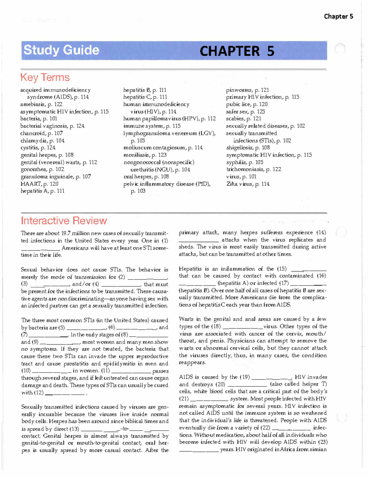Chapter 5 Study Guide: Key Terms on STIs (Health 101) - Studocu