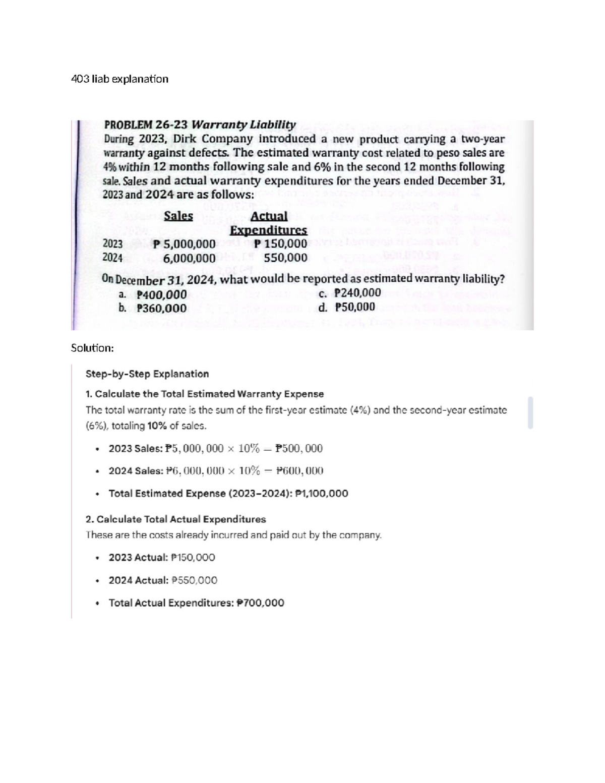 403 liab explanation - ..... - Marketing management - 403 liab ...