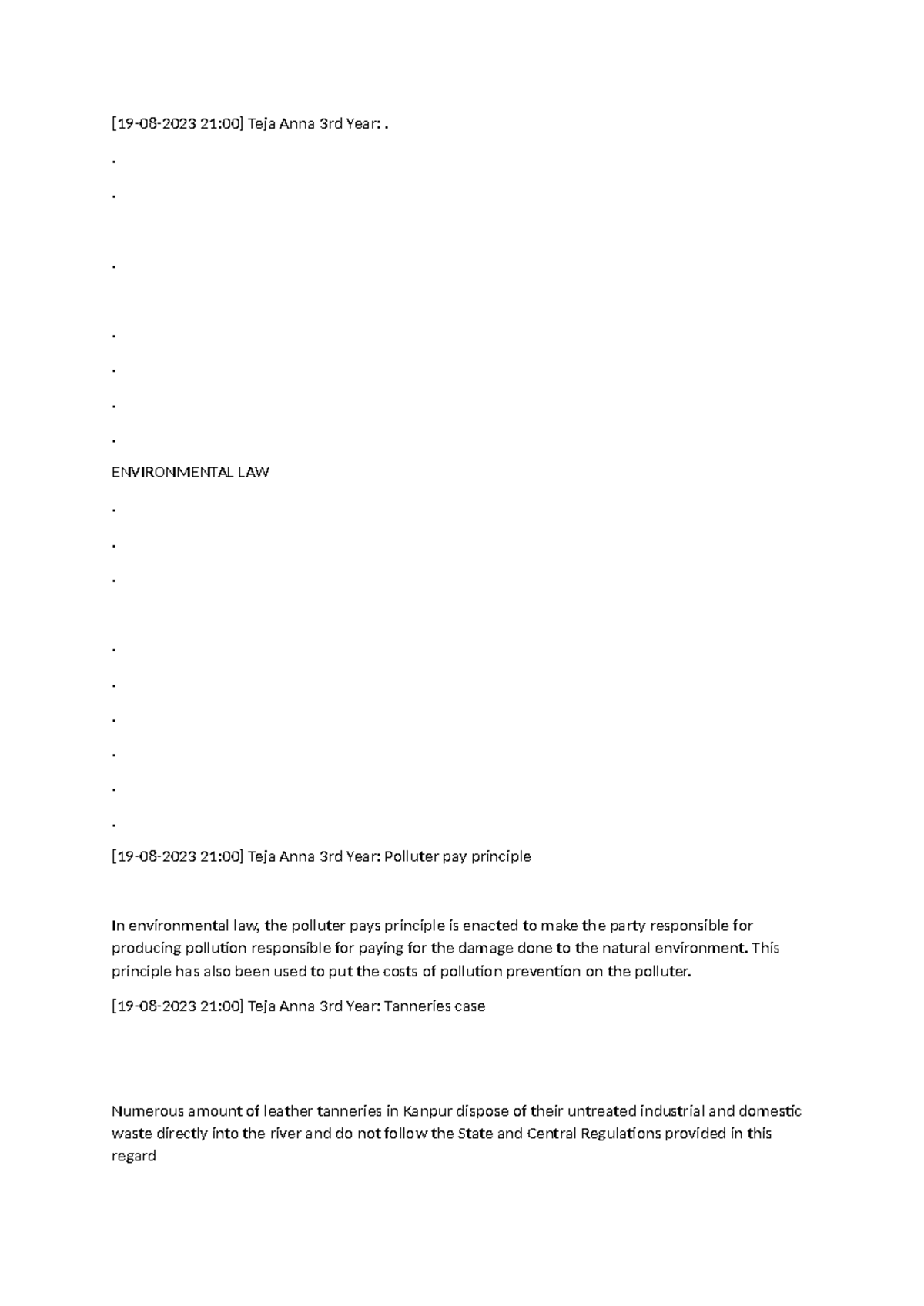 Environmental Law Overview: Key Principles & Case Studies (ENV 3rd Year ...