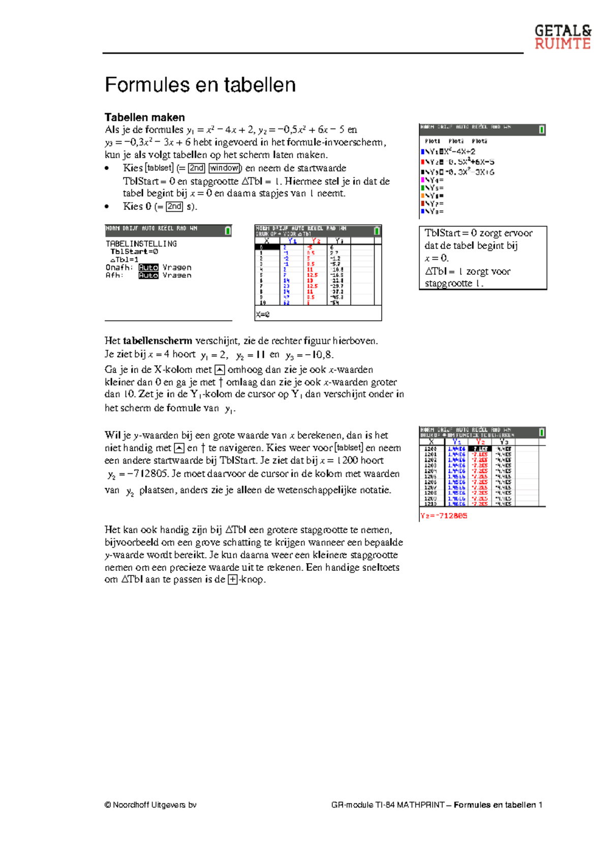 ONGEFORMATTEERDE TI-84 FORMULES EN TABELLEN HANDLEIDING - GR MODULE ...