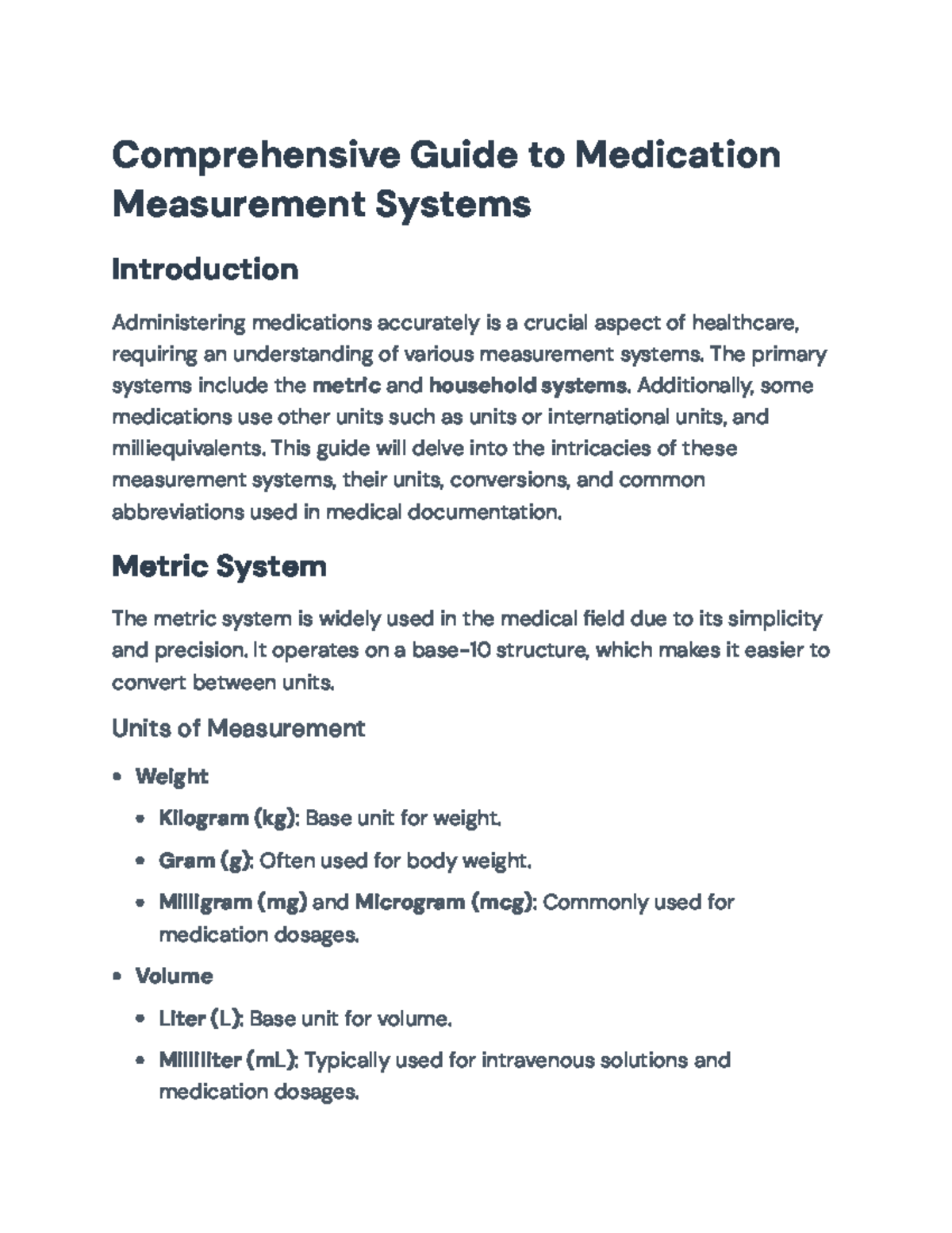 Comprehensive Guide to Medication Measurement Systems for Healthcare ...
