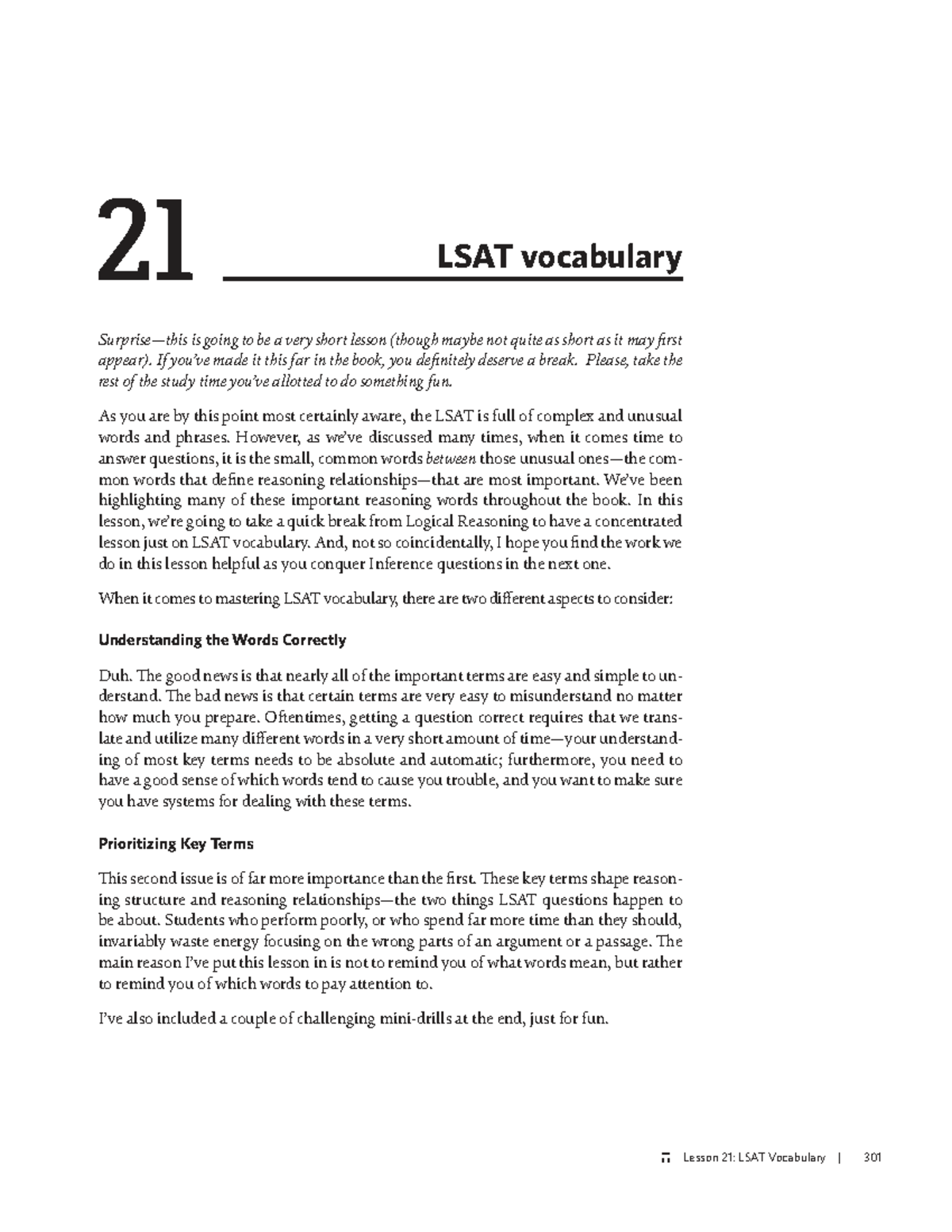 Lesson 21: LSAT Vocabulary Insights and Key Terms - Studocu