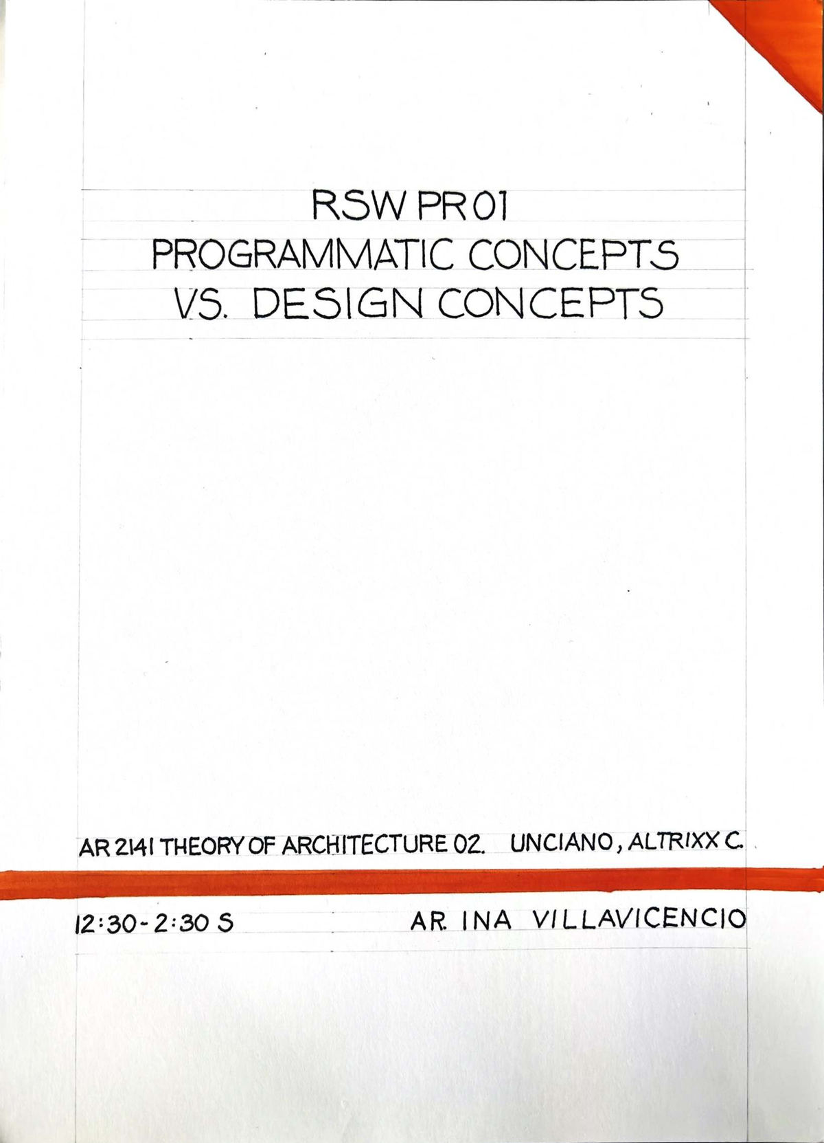 AR 2141 RSW PR01 - Programmatic vs. Design Concepts Output - Studocu