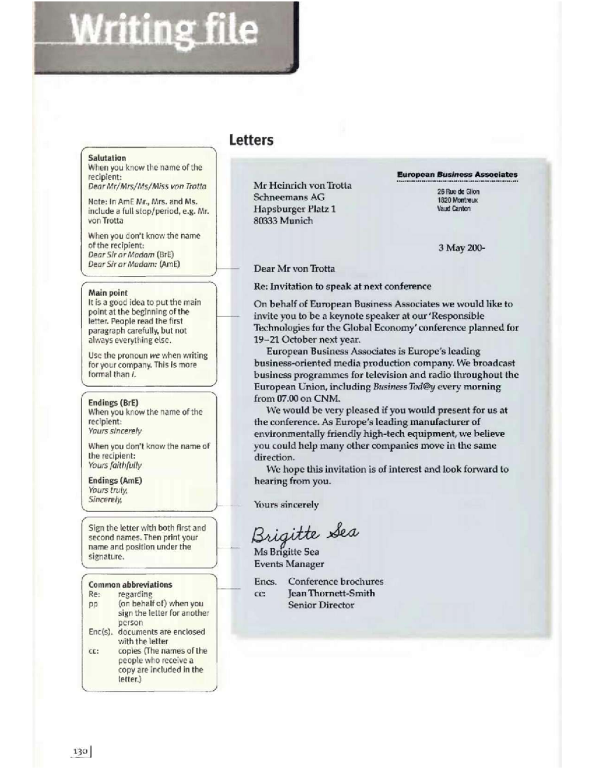 Writing File: Business Letter Formats and Styles (Course Code: MKT 101 ...
