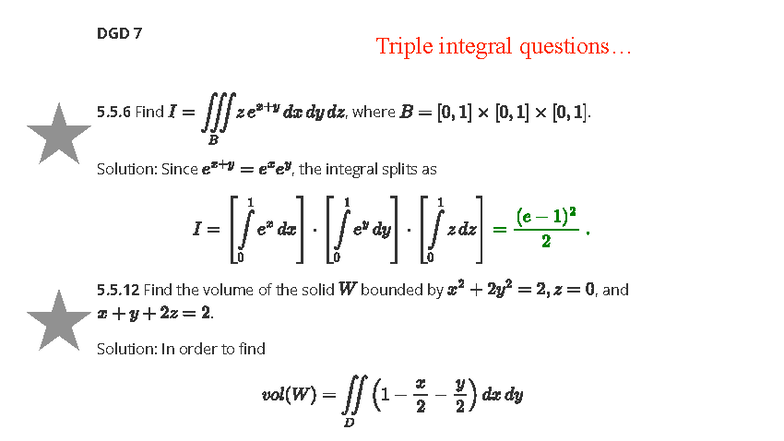 DGD 7 - Triple Integrals and Volume Calculations Solutions - Studocu