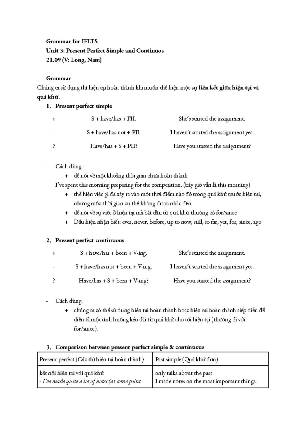3: Present Perfect Simple - Lecture Notes Unit 3 - Studocu