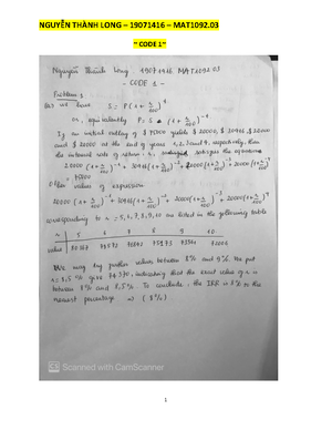 Final Assignment MAT1092 Code 0 - FINAL ASSIGNMENT Code: 0 Program: IB ...