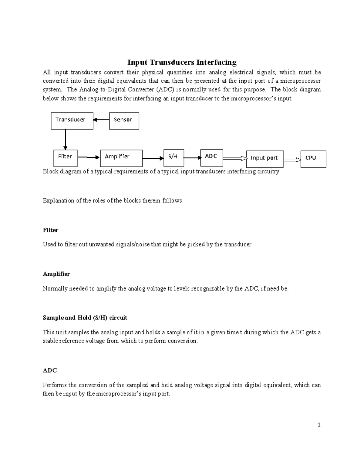 Lecture 2 - Input Transducers Interfacing and ADC Overview - Studocu
