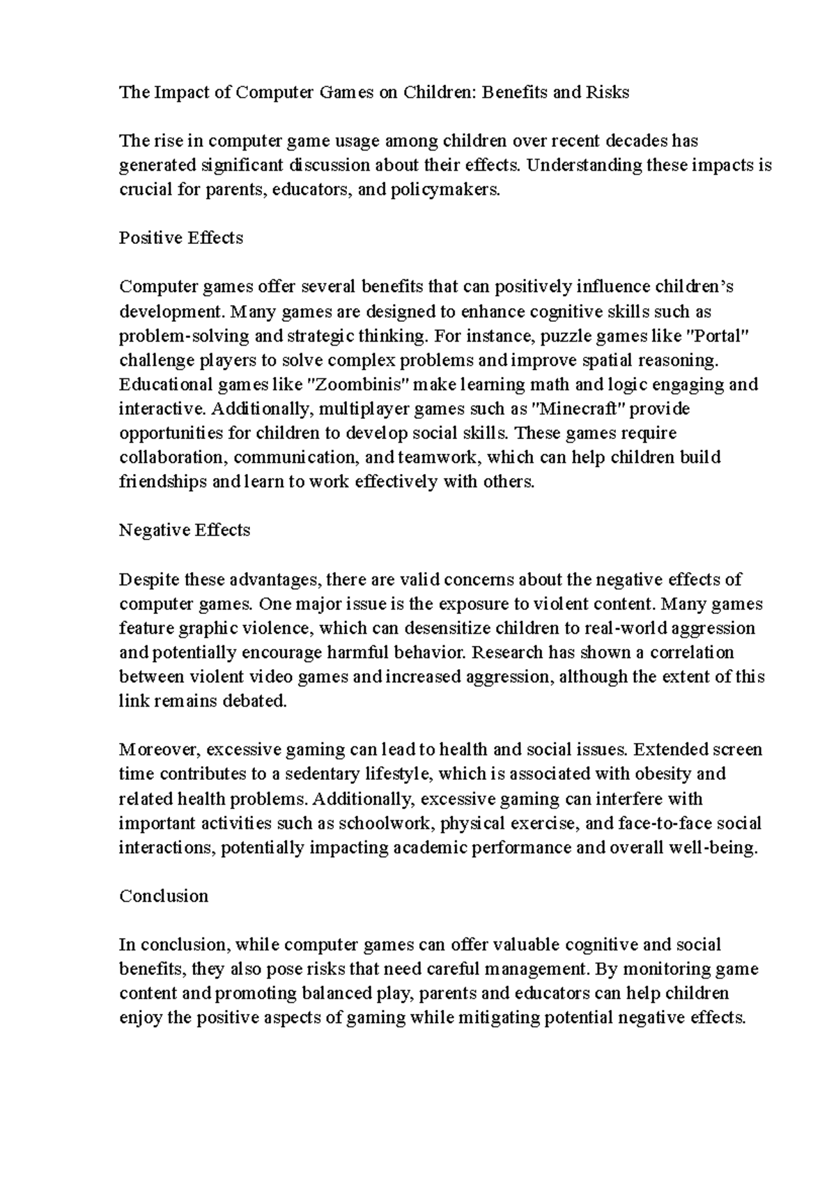 The Impact of Computer Games on Children - Understanding these impacts ...