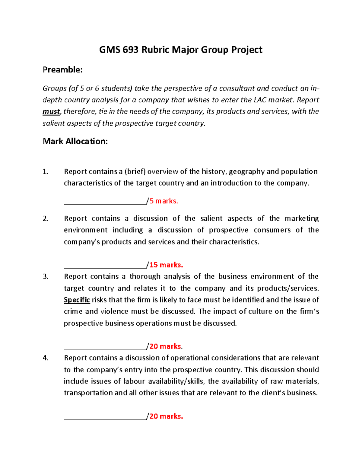 Final Group Project Report Evaluation Rubric-W2023 - GMS 693 Rubric ...