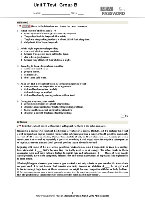 Focus 2 2ed Uo E Quiz Unit 8: Phrasal Verbs Group B - Studocu