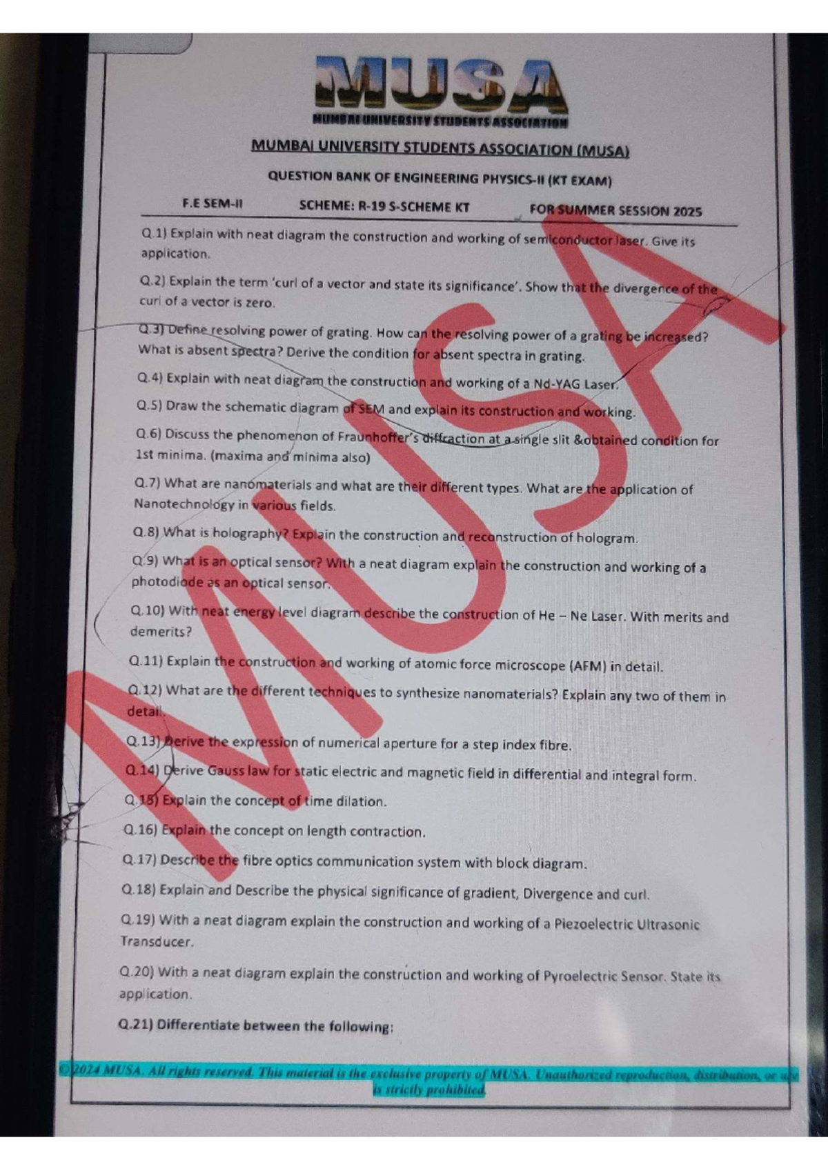 MUSA PHYSICS 2 - Engineering Physics Sem 2 Notes and Question Bank ...