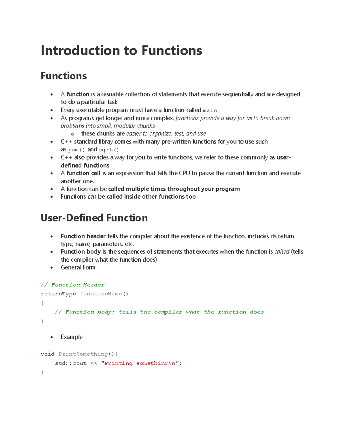 Introduction to Functions in C++: Concepts and Examples - Introduction ...