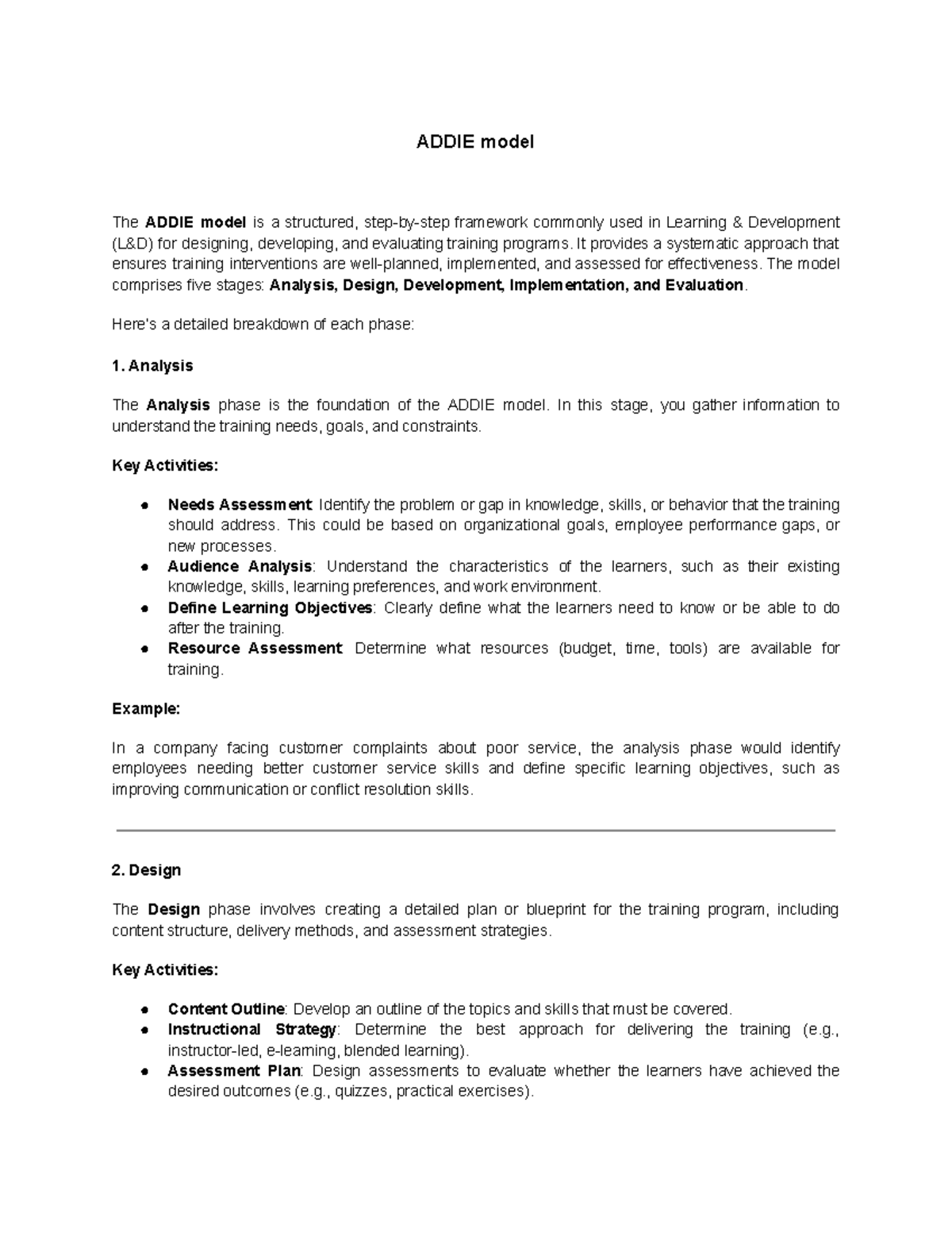 Addie model - ADDIE model The ADDIE model is a structured, step-by-step ...