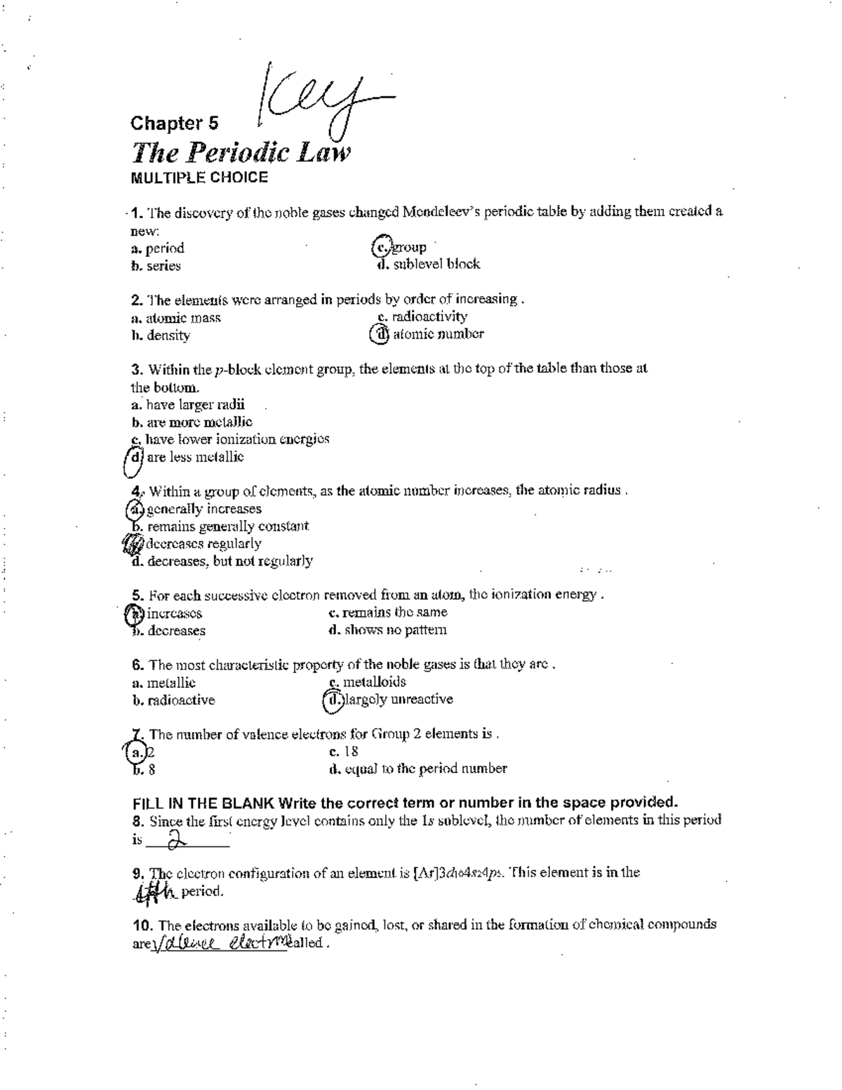 Midterm Review Answer Key for Chemistry (CHEM101) - Studocu