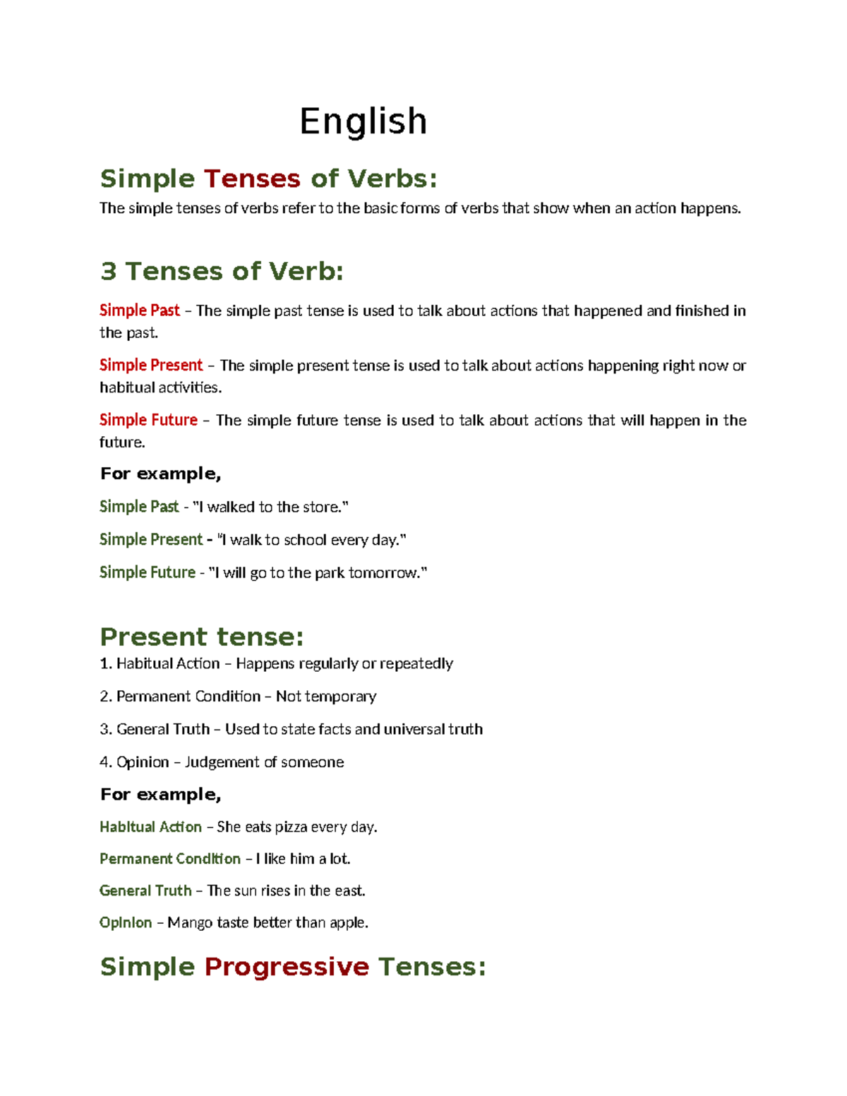 English Reviewer IX (Q4): Understanding Simple & Progressive Tenses ...