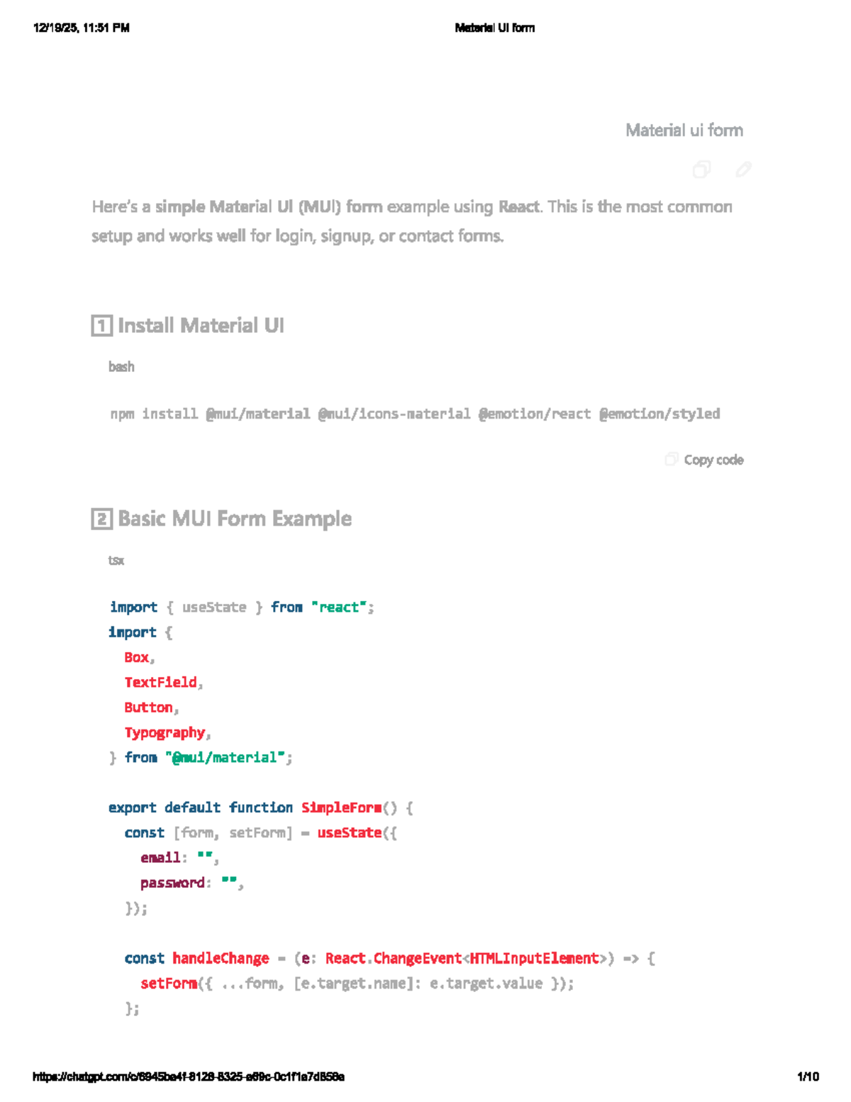 MUI Form Example: Building a Simple React Form - Studocu
