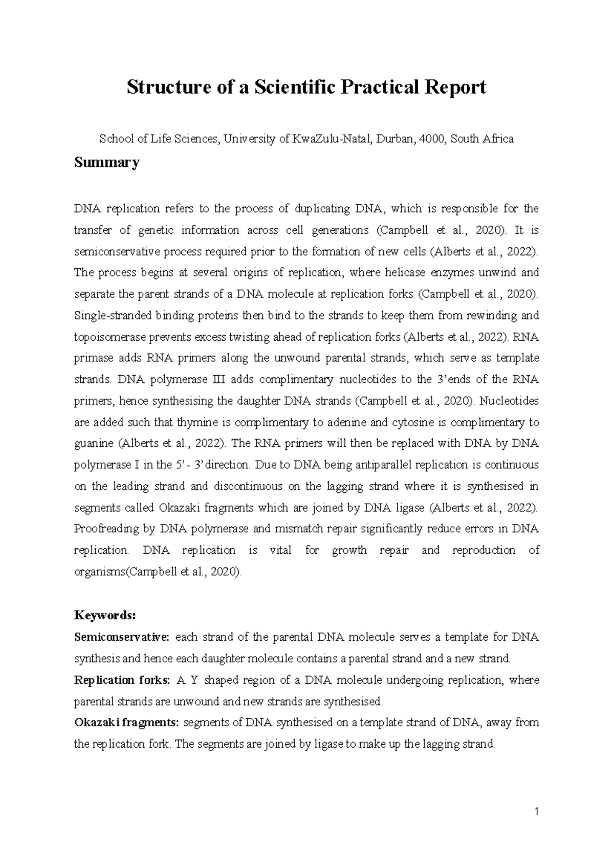 Practical Report on DNA Replication - RDNA202 - Studocu