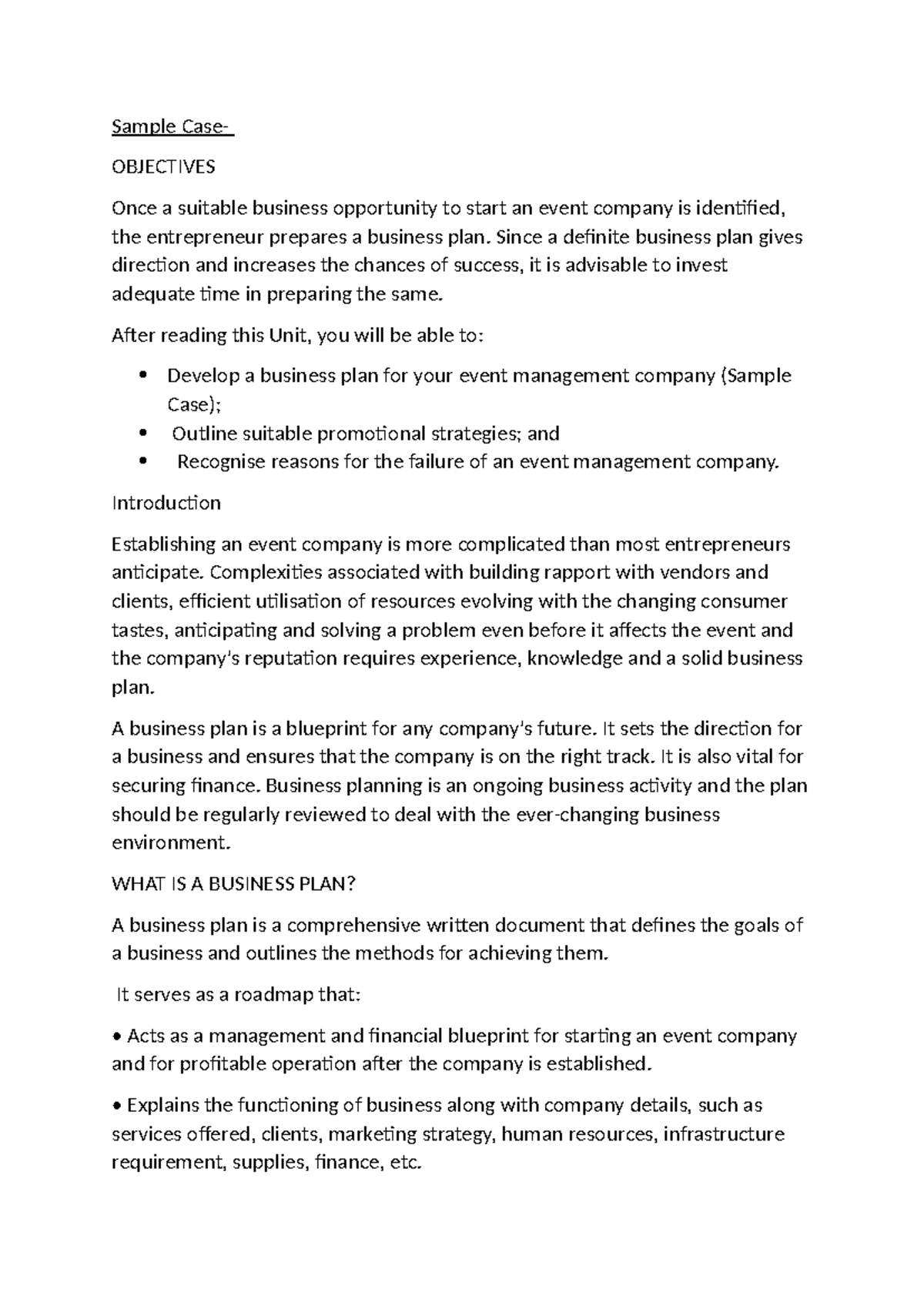 3Sample Case notes final - Sample Case- OBJECTIVES Once a suitable ...