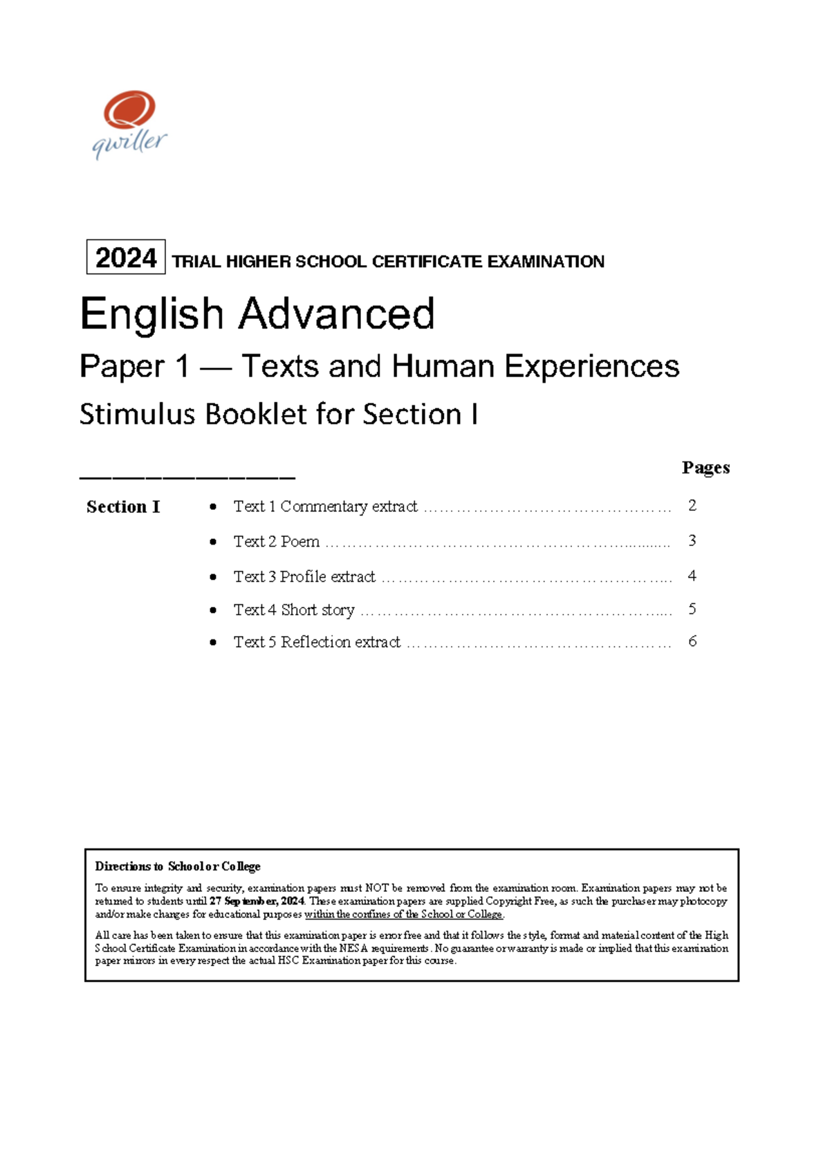 English mock 1 stimulus - 2024 TRIAL HIGHER SCHOOL CERTIFICATE ...