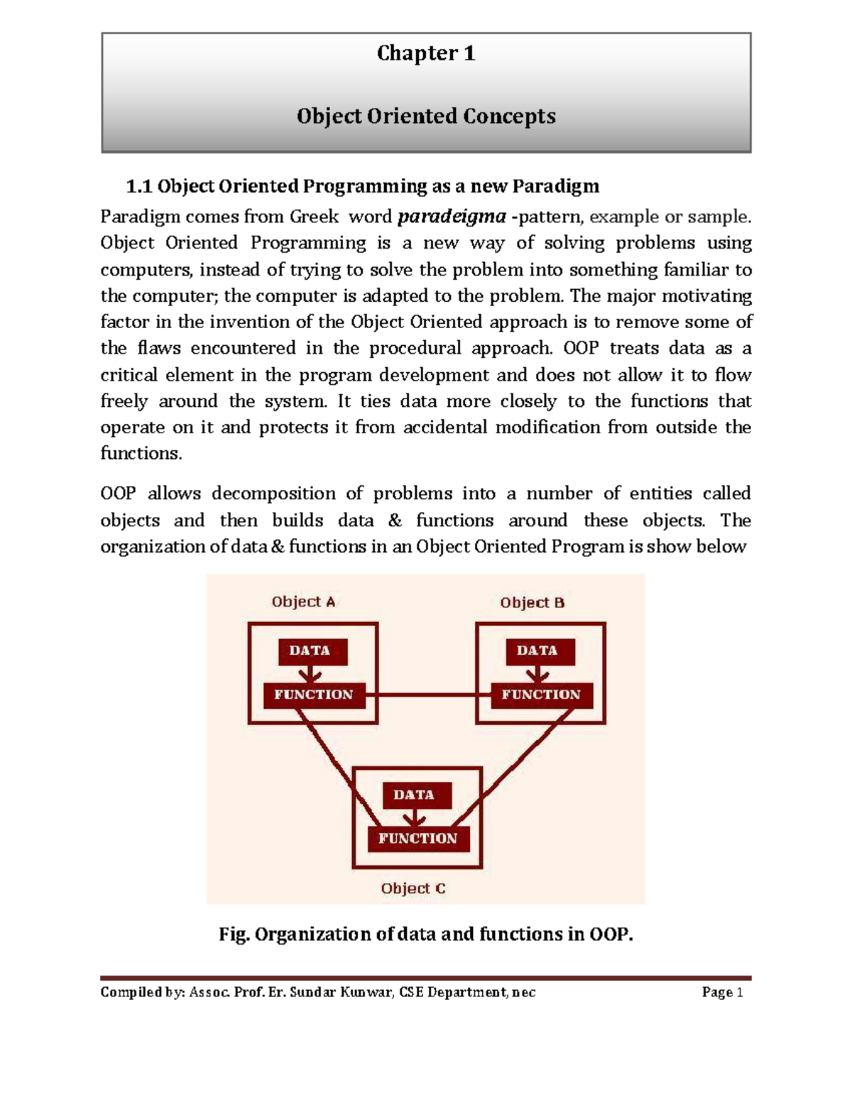 CSE 101: Chapter 1 - Introduction to Object Oriented Programming ...