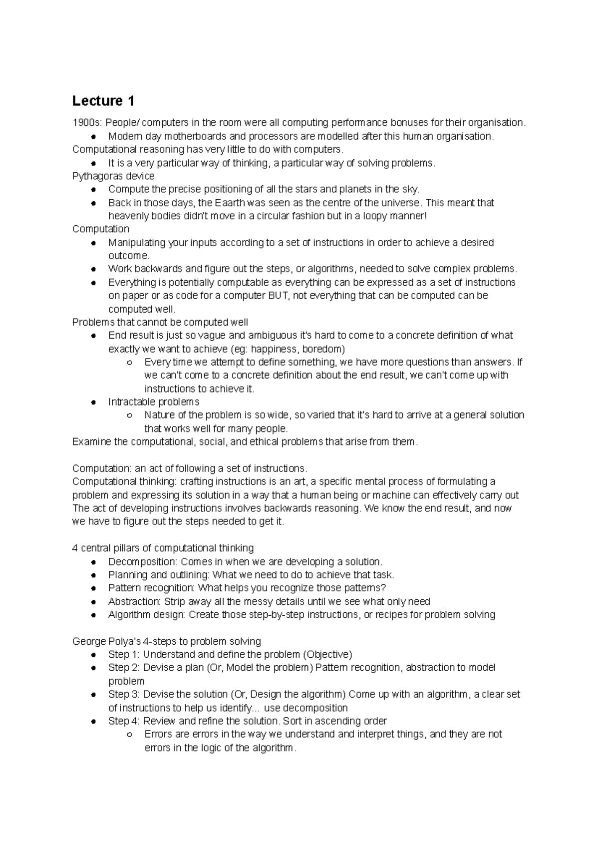 GEI1001 Lecture 1: Understanding Computational Thinking and Algorithms ...
