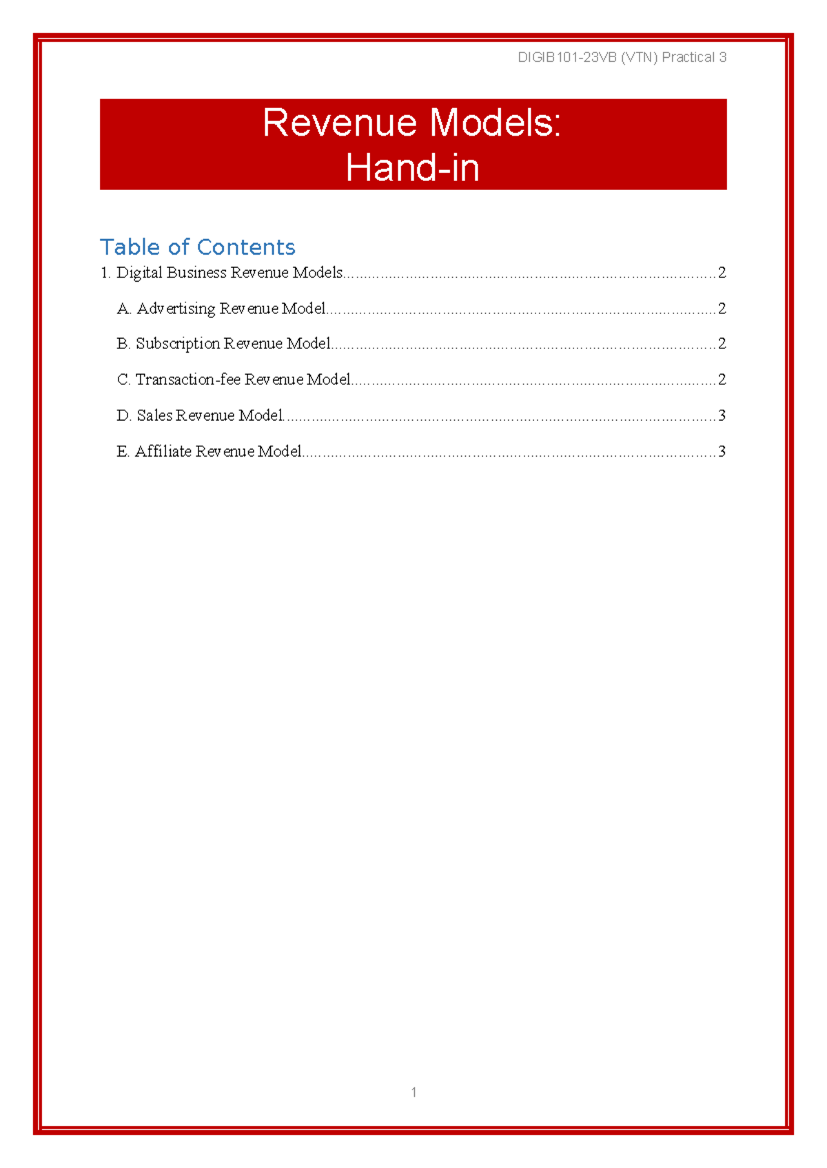Digital Business Revenue Models: Overview & Examples for Class BAI101 ...