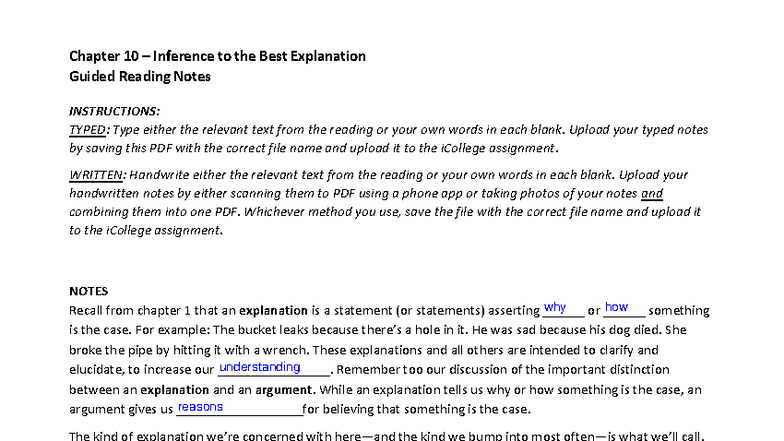 Chapter 10: Inference to the Best Explanation Notes - Studocu