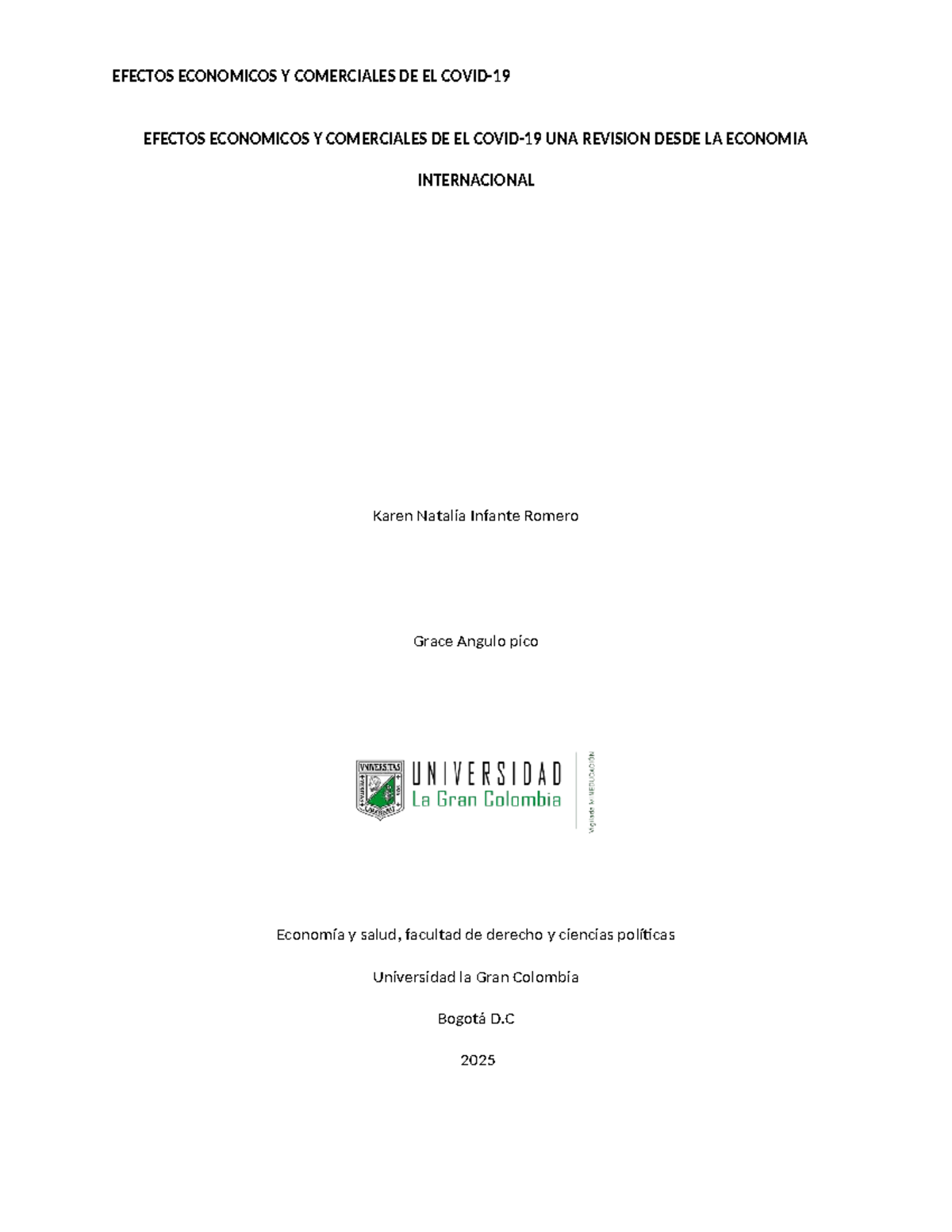 EFECTOS ECONÓMICOS Y COMERCIALES DE LA PANDEMIA EN LA ECONOMÍA ...