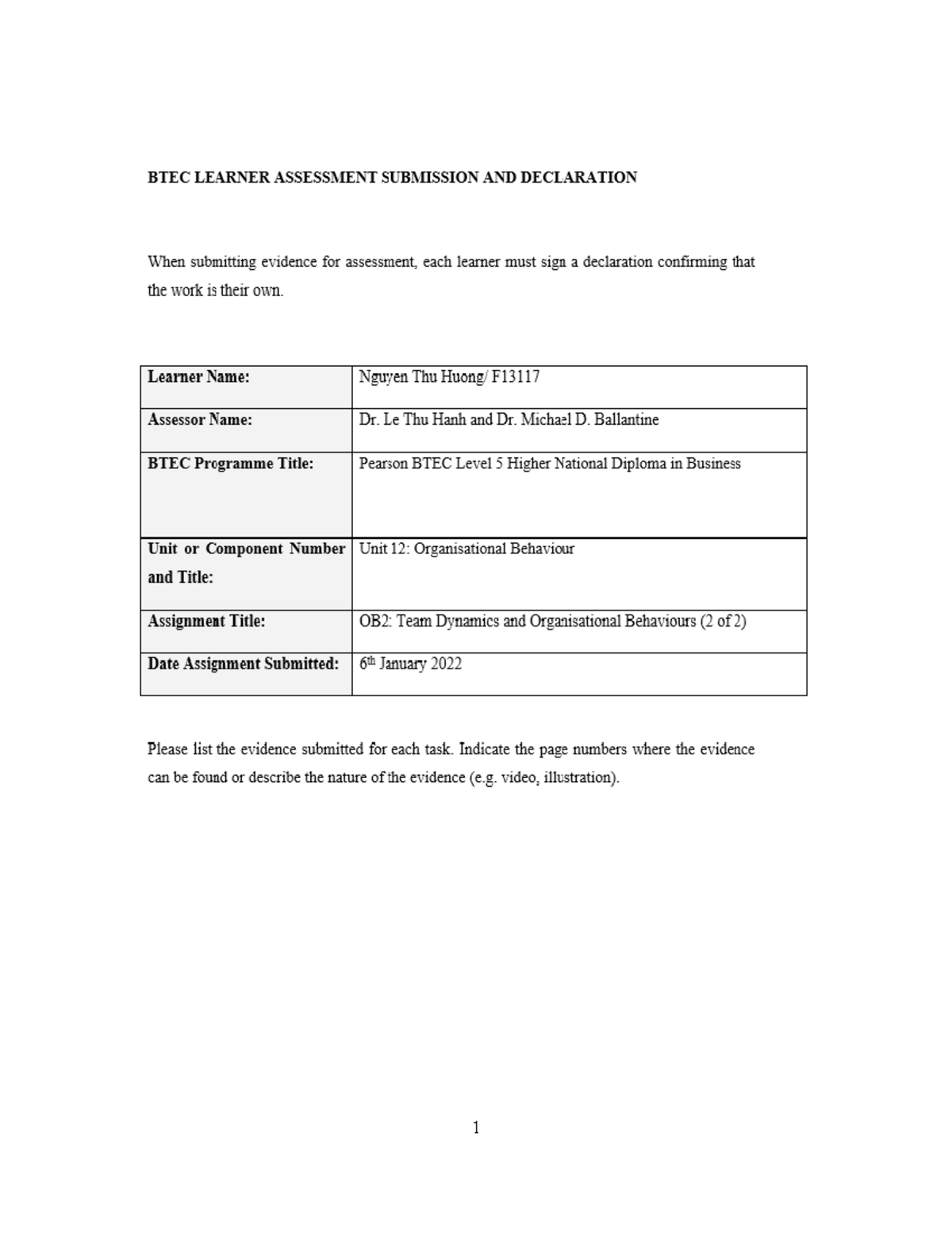 OB ASM2 - Organizational behaviour ASM2 - How to cooperate effectively ...