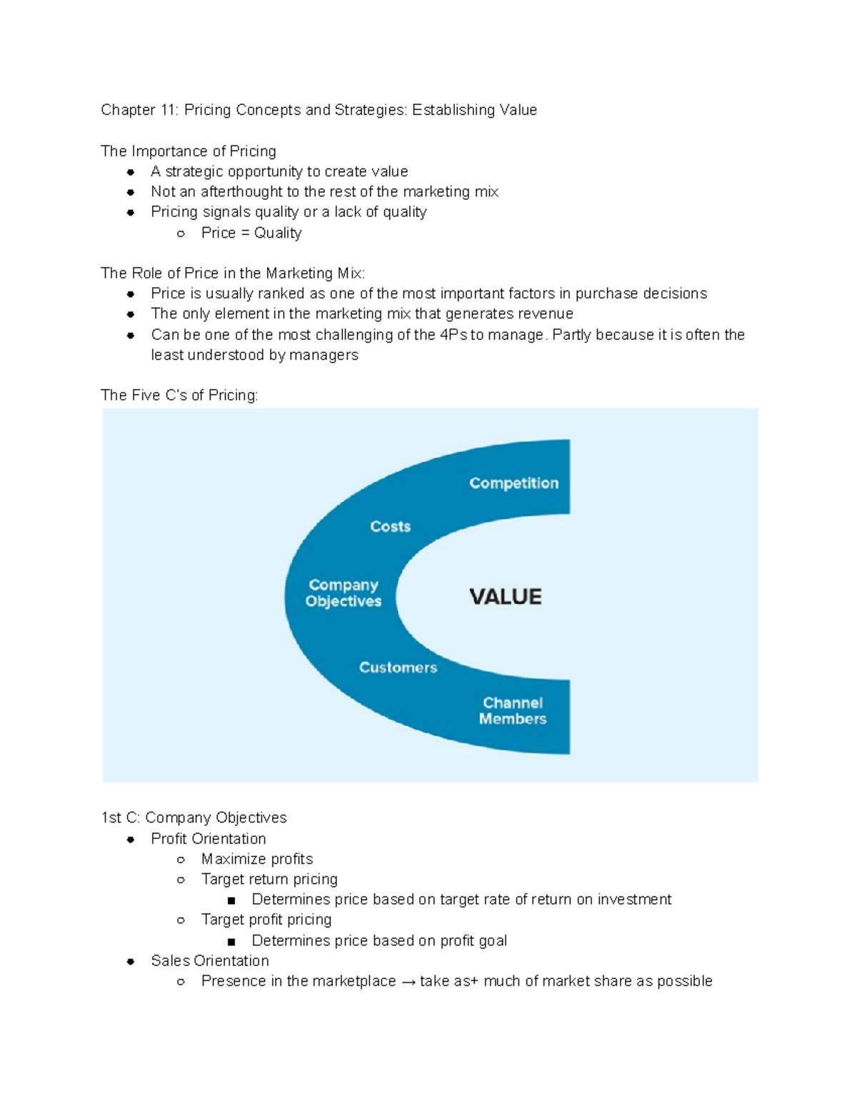Marketing Notes final - Chapter 11: Pricing Concepts and Strategies ...