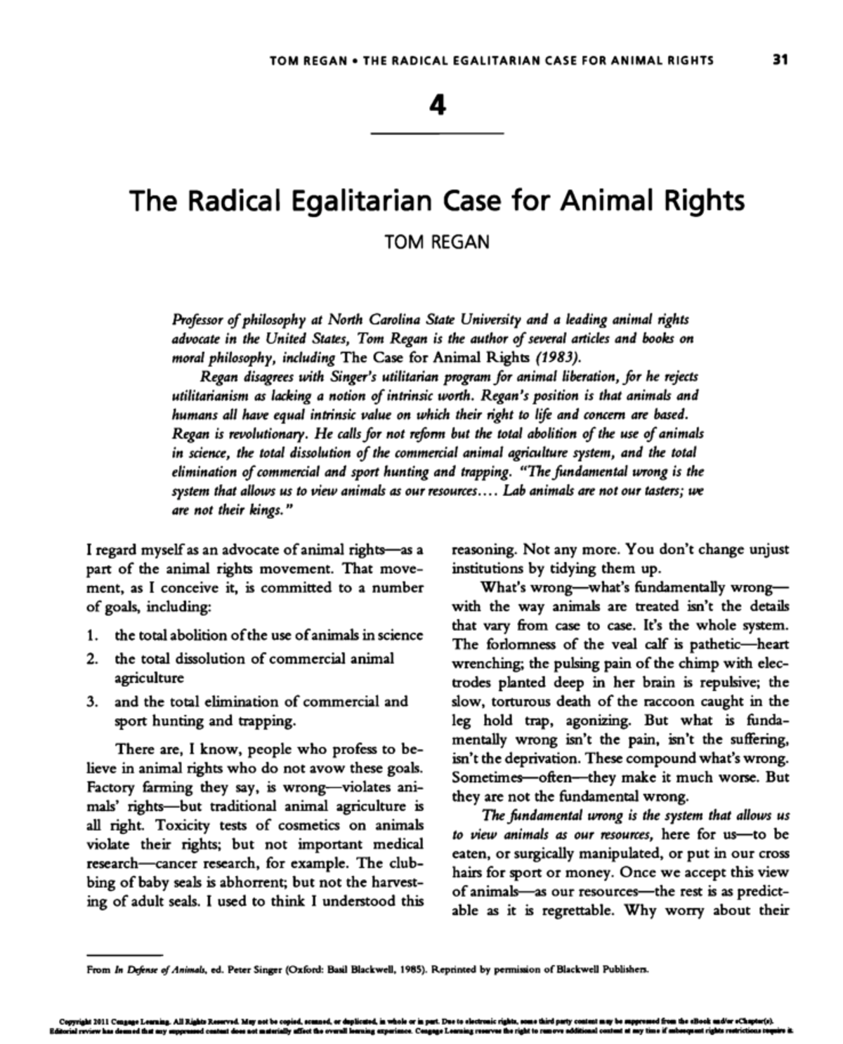 The Radical Egalitarian Case for Animal Rights: A Critical Review - Studocu