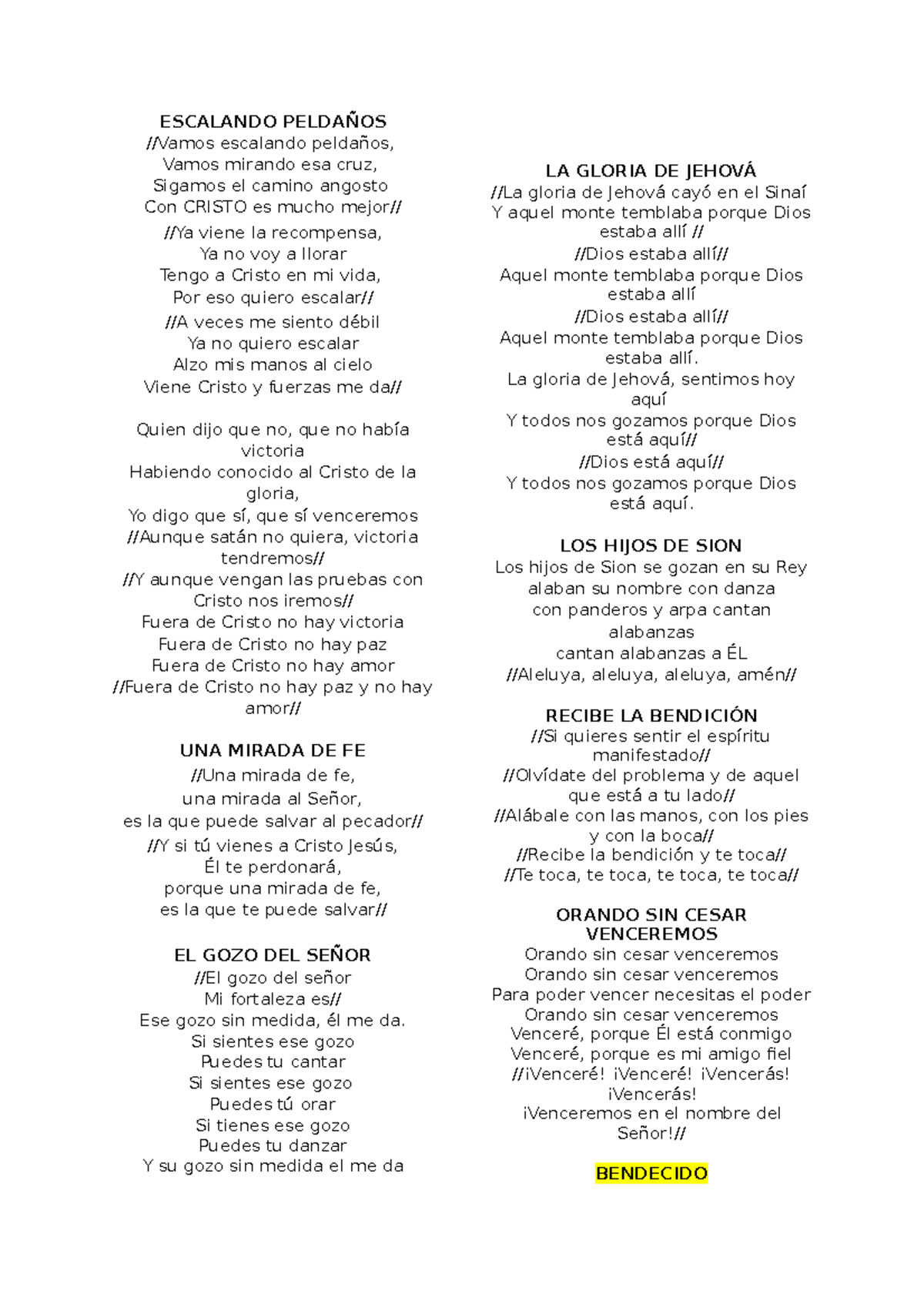 422331872 Letra de Coros Cristianos - ESCALANDO PELDAÑOS //Vamos ...