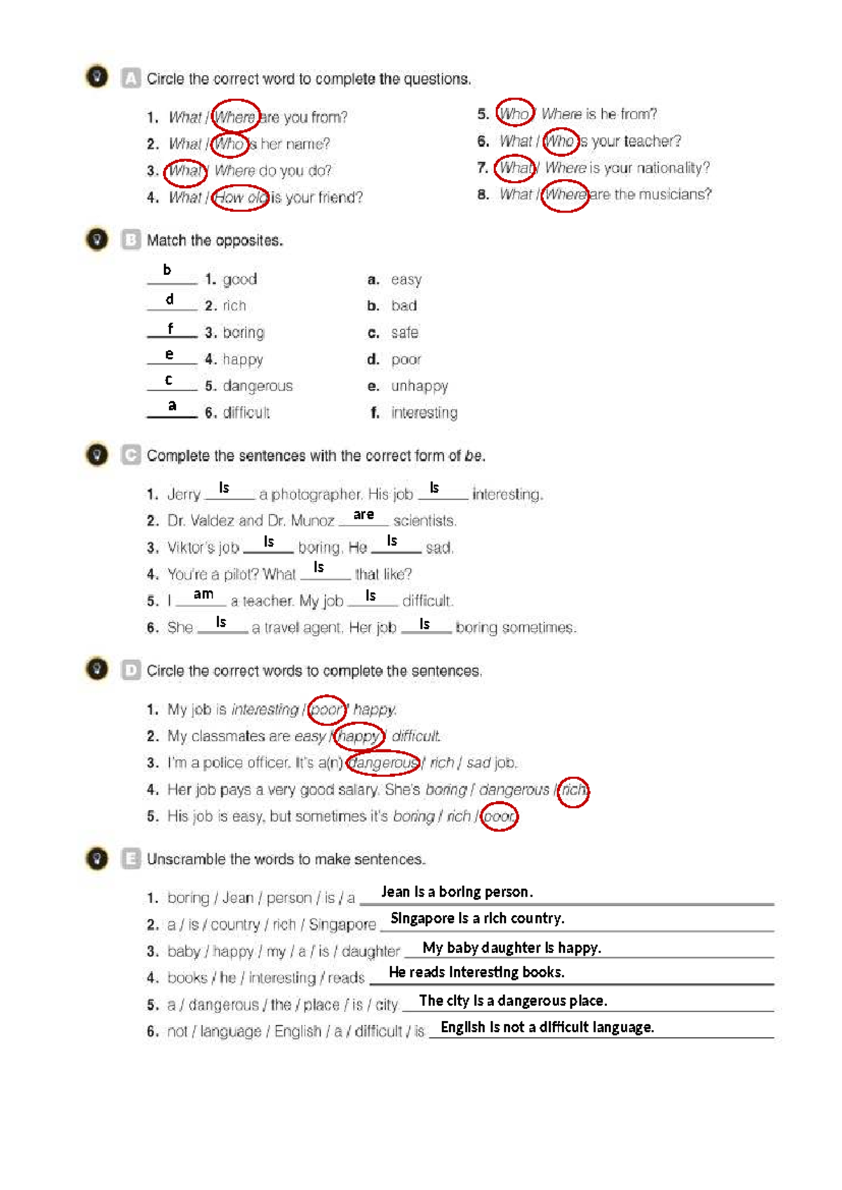 Actividad 2 - Ingles I - b d f e c a is is are is is is am is is is ...