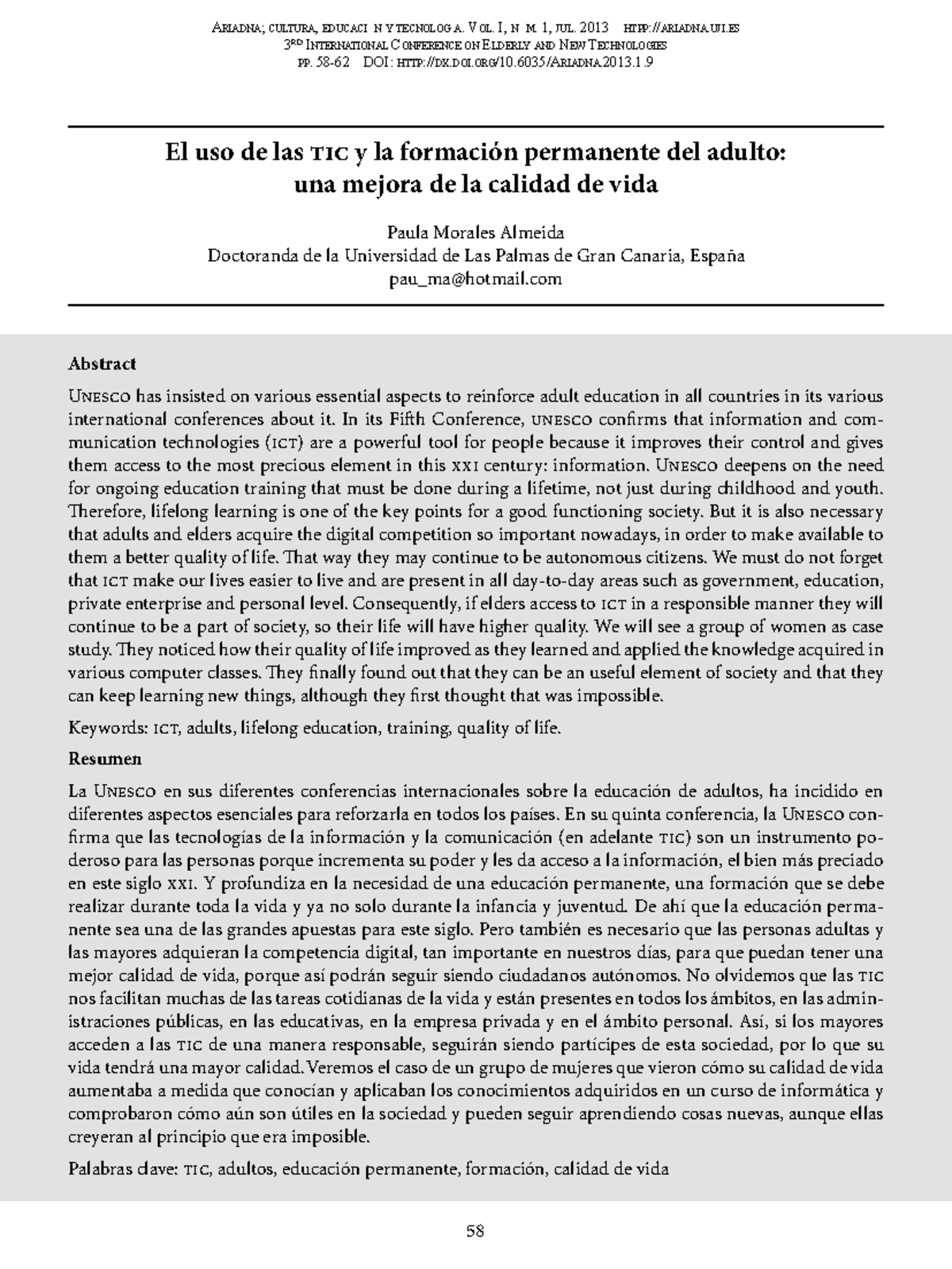 EL USO DE LAS TICS Y LA Formacion Permanente DEL Adulto - ariaDna ...