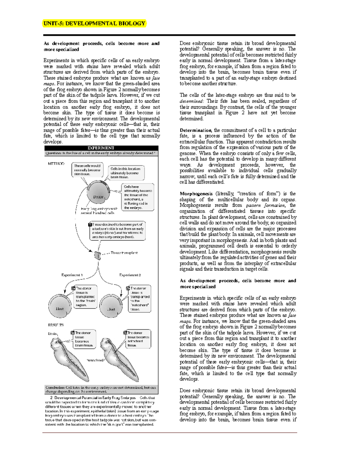 Ddvbio - Developmental Biology CSIR Final Exam Notes - Studocu