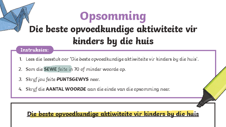 Opsomming van die Beste Opvoedkundige Aktiwiteite vir Kinders ...