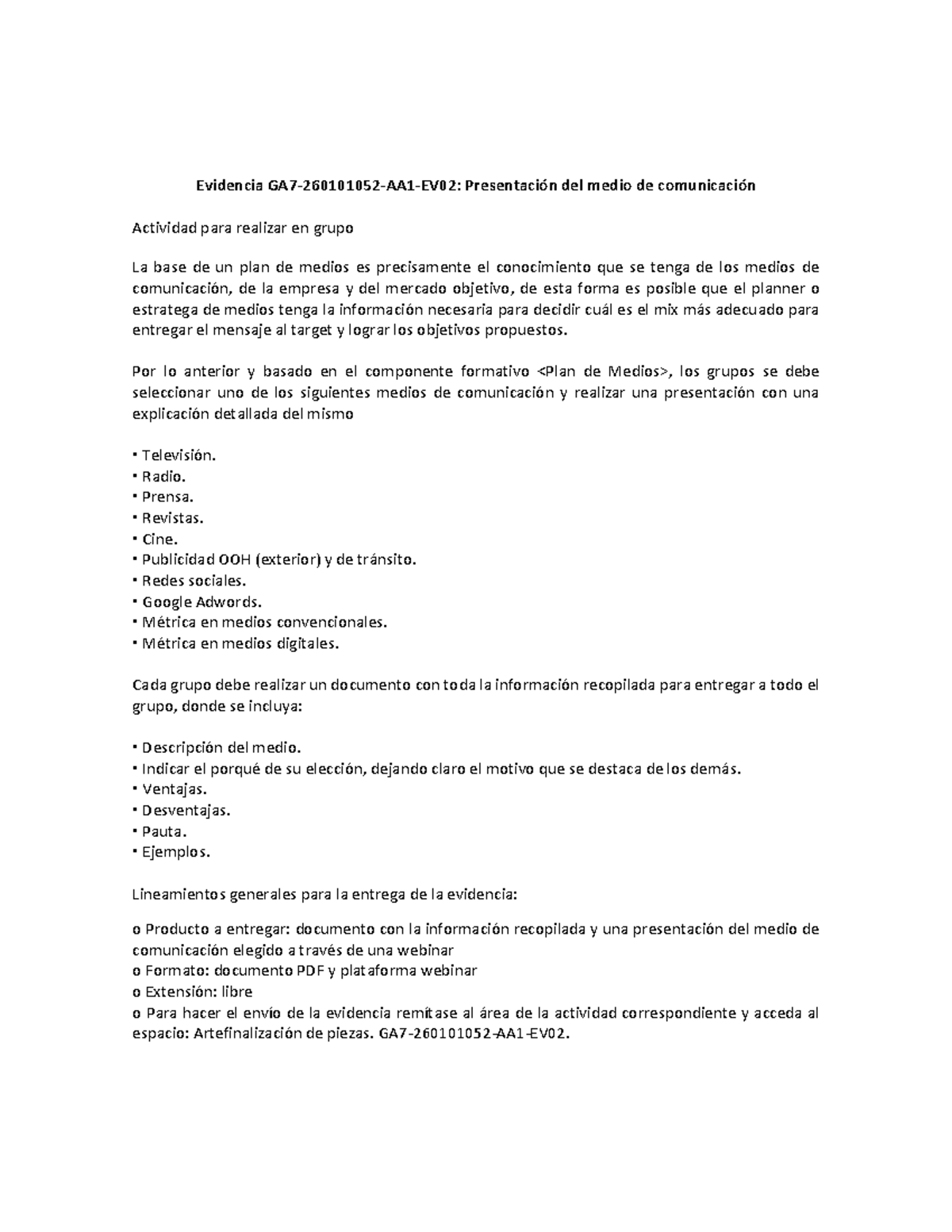 Presentación del Medio de Comunicación - GA7-260101052 - AA1-EV02 - Document Preview