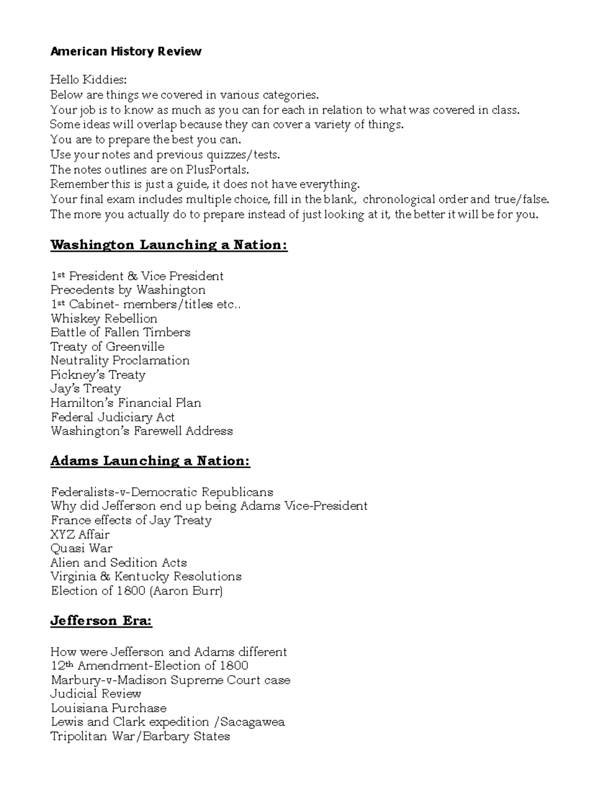 AH Final Exam Review 2025: Key Topics in American History - Studocu