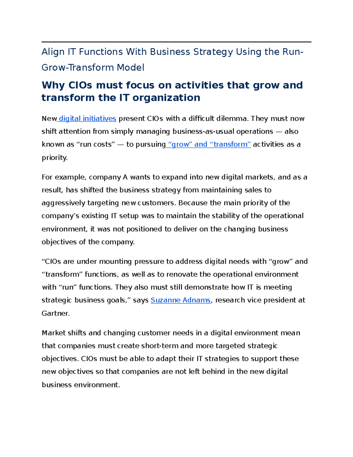 RGT Model: Aligning IT with Business Strategy for Digital Growth - Studocu