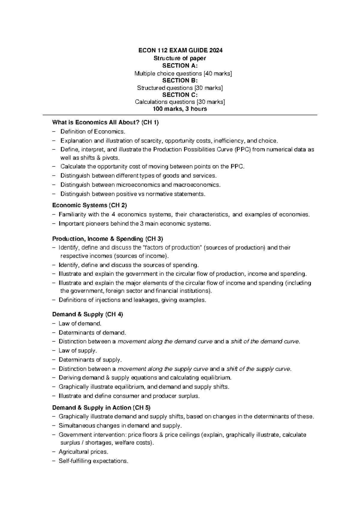 ECON 112 FINAL EXAM GUIDE 2024: Key Concepts & Topics - Studocu