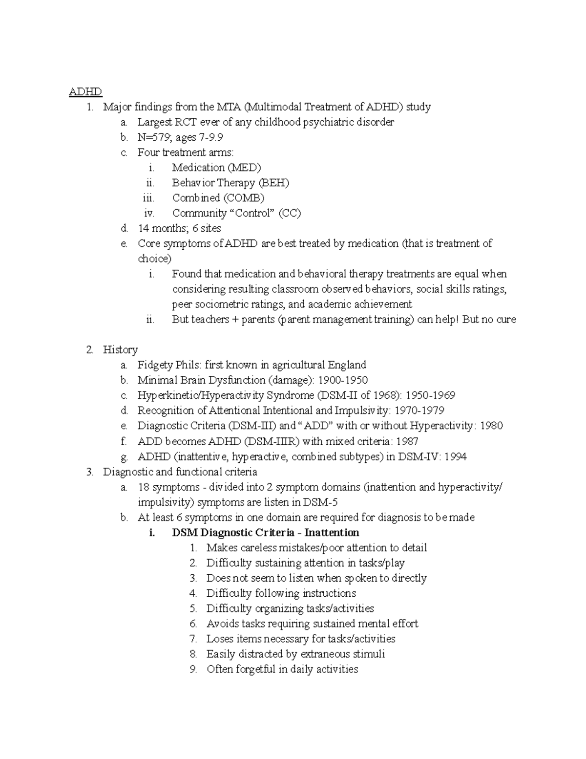 CAP ADHD Final Study Guide and Key Concepts for Exam - Studocu