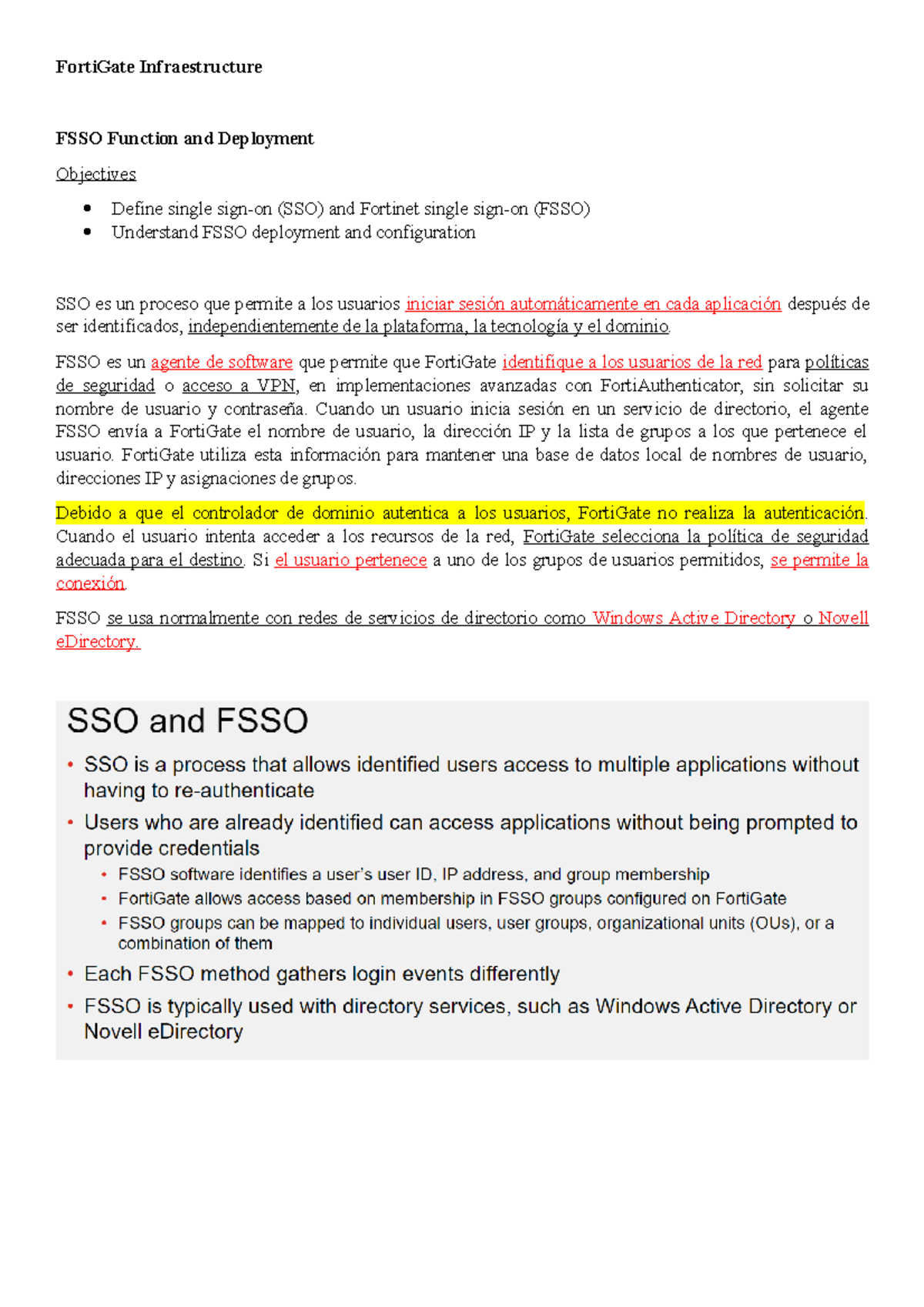 FortiGate Infrastructure: FSSO Deployment and Configuration Guide - Studocu
