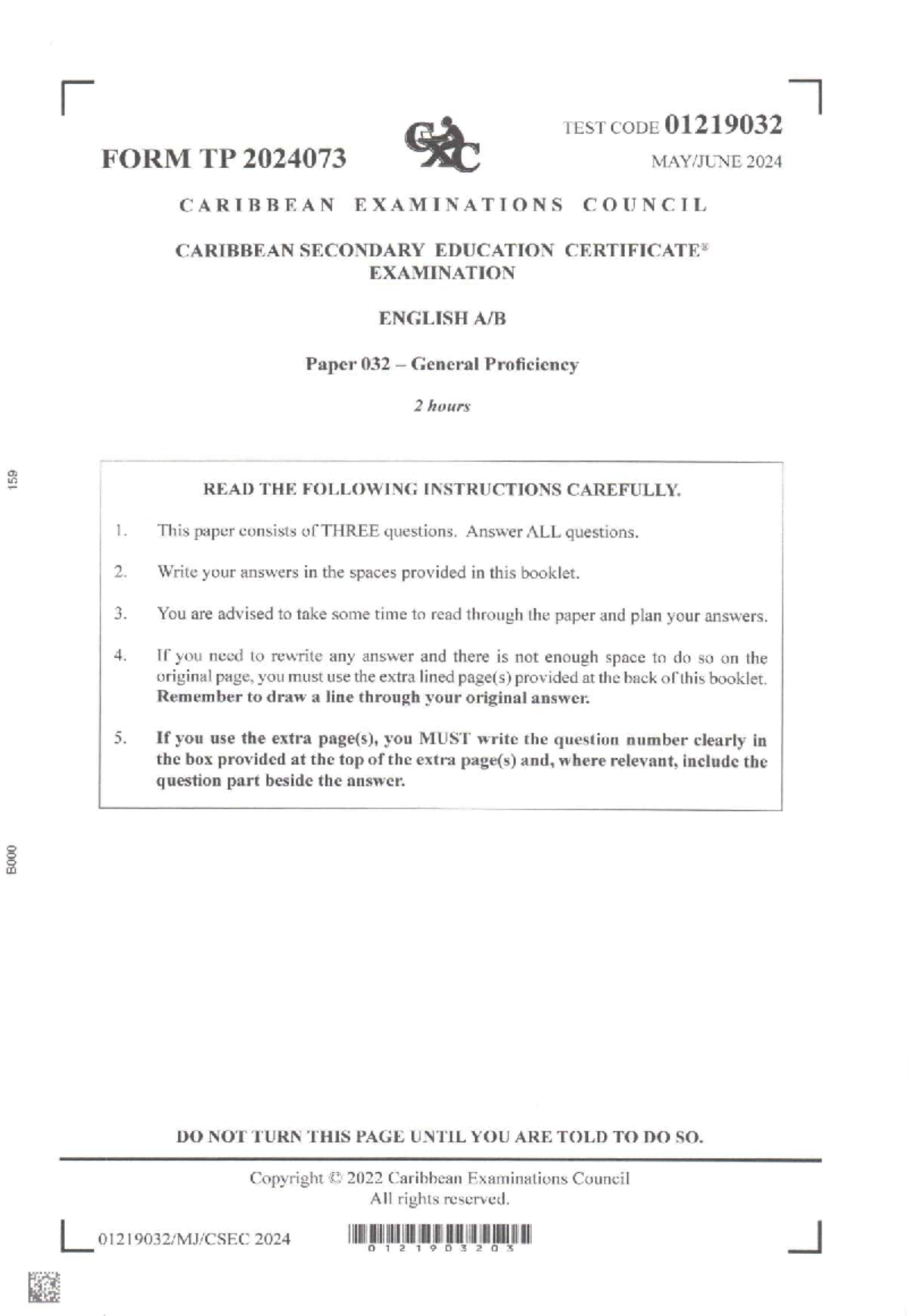 CSEC English A 2024 Paper 3 Exam Instructions and Text Analysis - Studocu