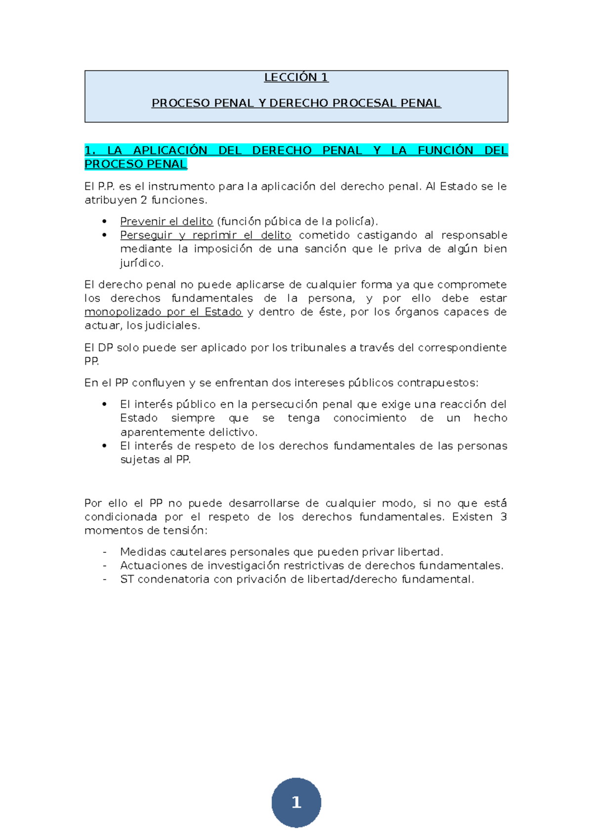 LECCIÓN 1-4: PROCESO PENAL Y GARANTÍAS EN DERECHO PROCESAL PENAL 1 ...